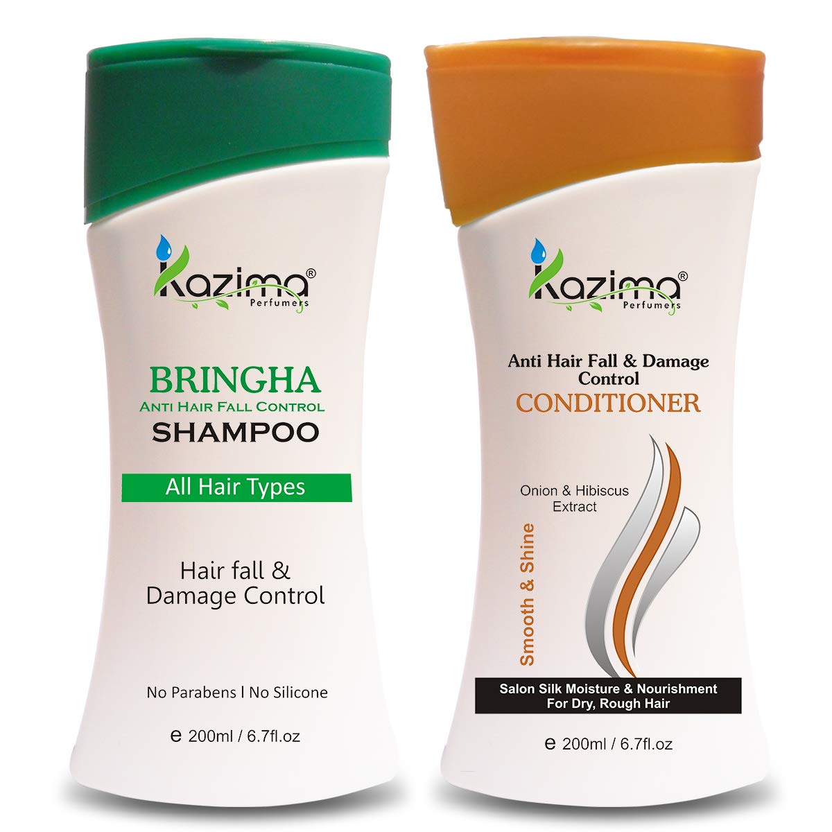 KAZIMA Anti Hair Fall Shampoo & Conditioner Set - 200ml for Hair Loss Control & Damage Repair - Best for Thinning Hair & Scalp Care - Daily Use for Stronger, Healthier Hair