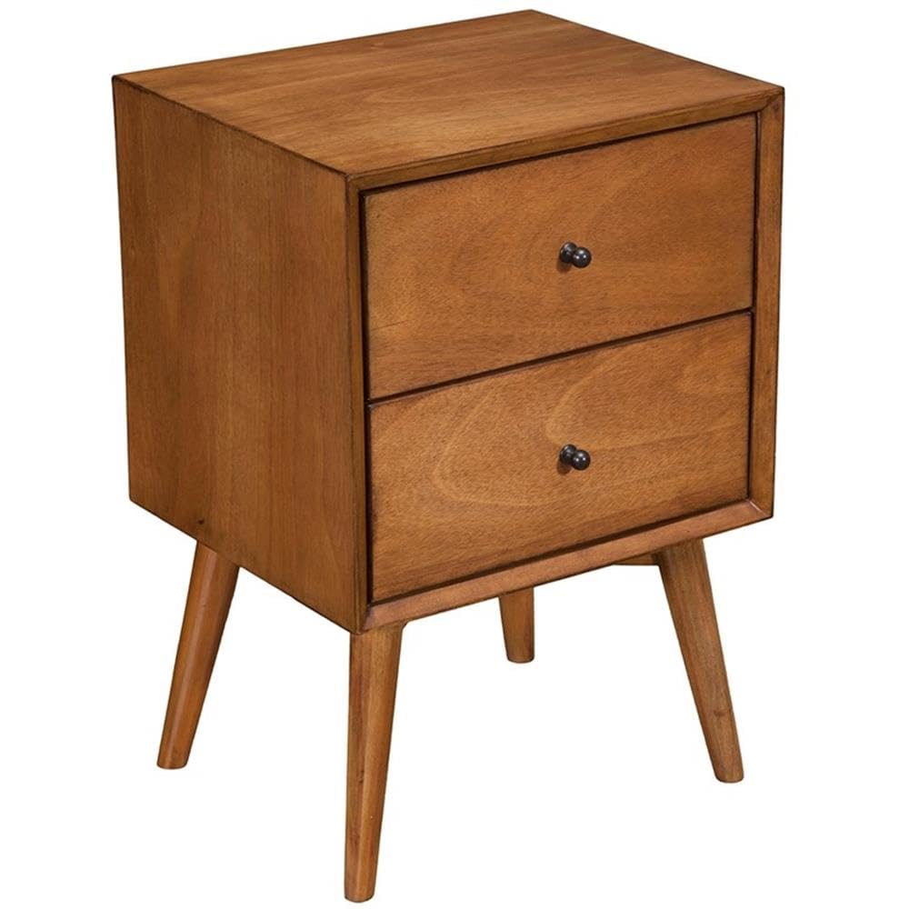 Home Square 2-Piece Bedroom Set - Full Size Panel Bed & Nightstand in Acorn Brown - Perfect for Small Spaces & Guest Rooms