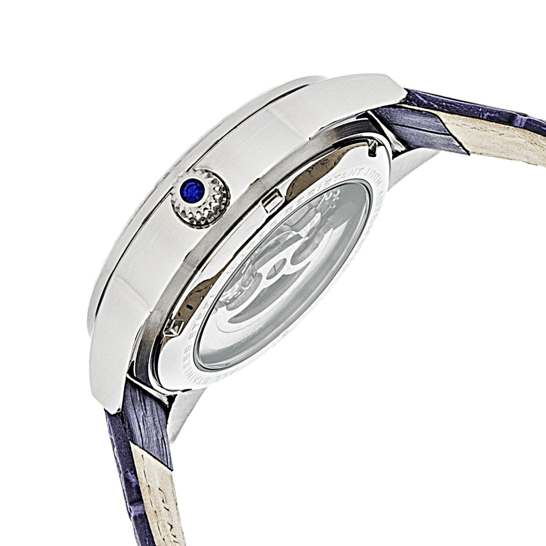 Empress Women's EMPEM1105 Godiva Silver/Purple Genuine Leather Crocodile-Embossed Strap Watch - Elegant Dress Watch for Women, Perfect for Office, Party & Special Occasions