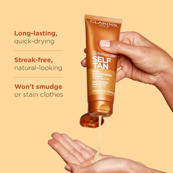Clarins Self-Tanning Face & Body Tinted Gel - Natural-Looking Autobronceador for Sun-Kissed Glow | Perfect for Beach, Vacation & Everyday Radiance