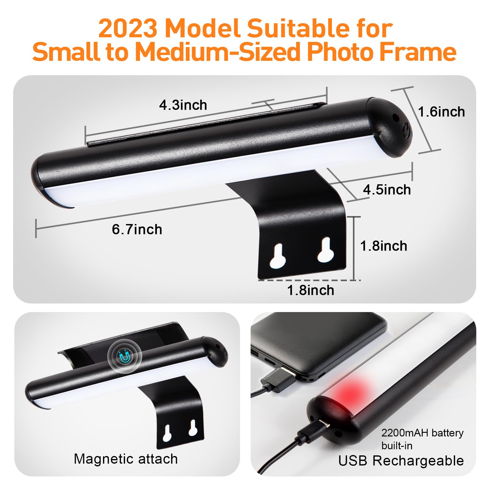 2 Pack Battery Operated Picture Light with Remote Control - Dimmable LED Art Light with Timer for Wall Paintings, Photo Frames, Portraits & Dartboards - Perfect for Home Gallery, Living Room Decor & Art Display (Metal Body)