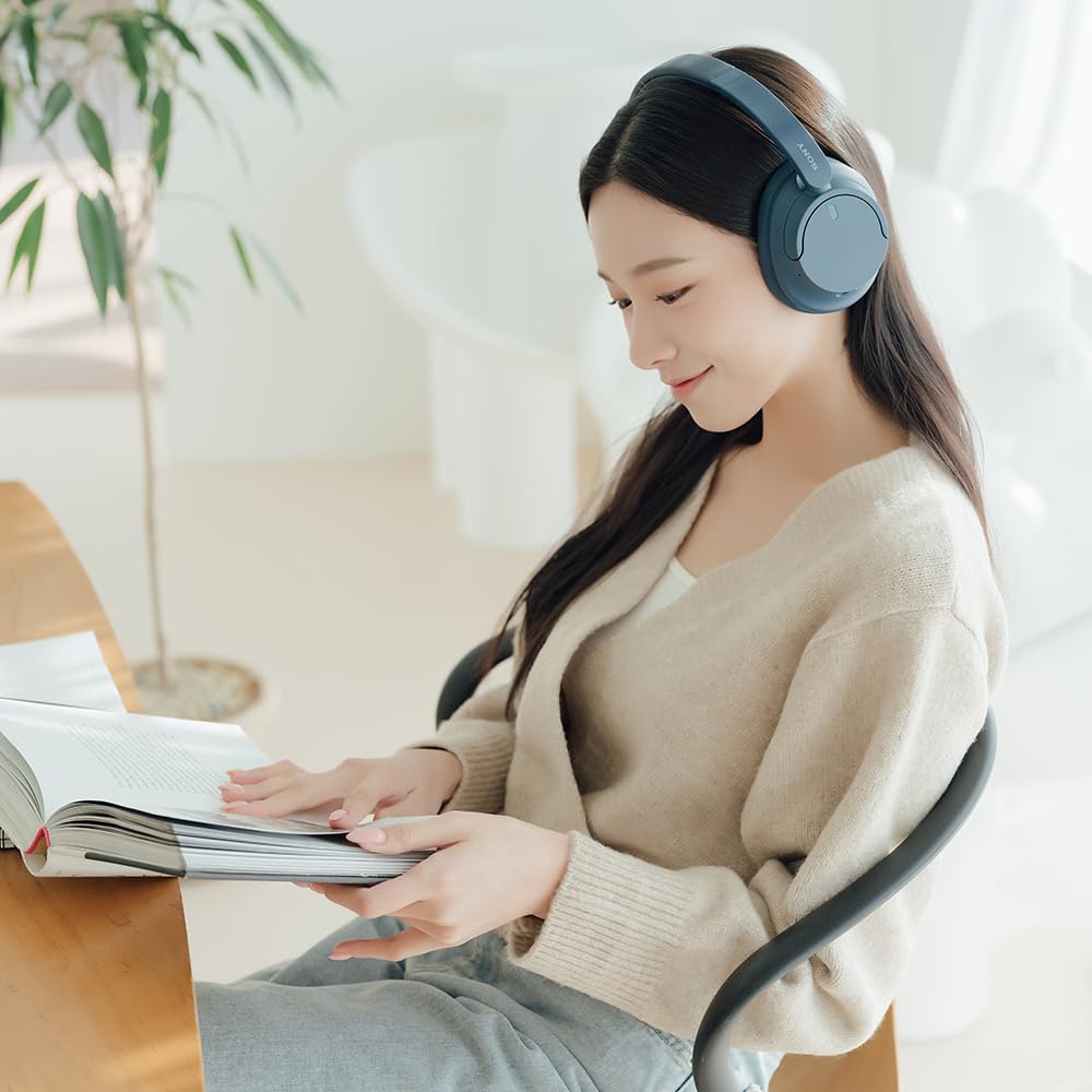 Sony WH-CH720NL Wireless Noise Canceling Bluetooth Headphones with Built-in Mic, 35H Battery & Quick Charge - Navy Blue - Perfect for Travel, Work & Music Lovers