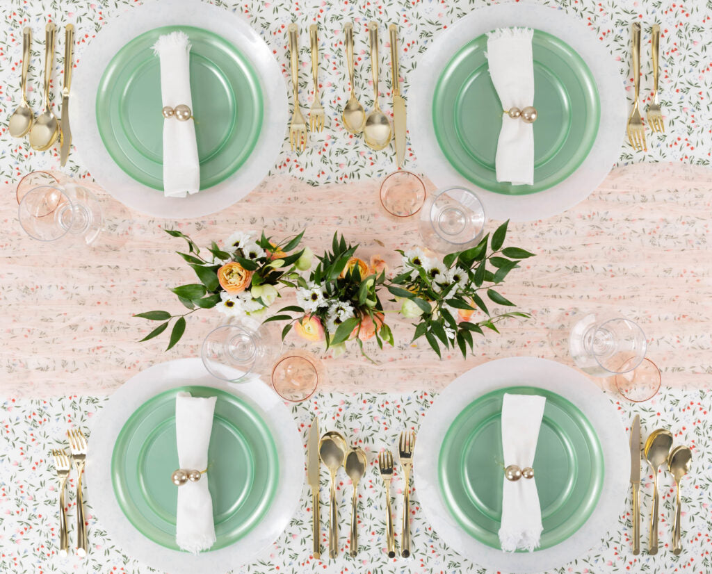 20-Pack Green Pearl Round Plastic Dinnerware Set for 10 Guests - Elegant & Durable Disposable Plates, Bowls, Cups & Utensils - Perfect for Parties, Picnics, BBQs & Outdoor Dining