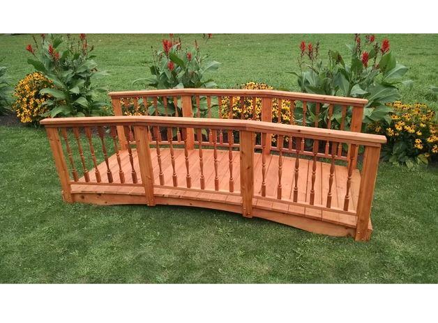 A & L Furniture Spindle Cedar Bridge - Rustic Wooden Footbridge for Garden, Yard, or Landscape Decoration - Perfect for Pathways, Ponds, and Outdoor Decor