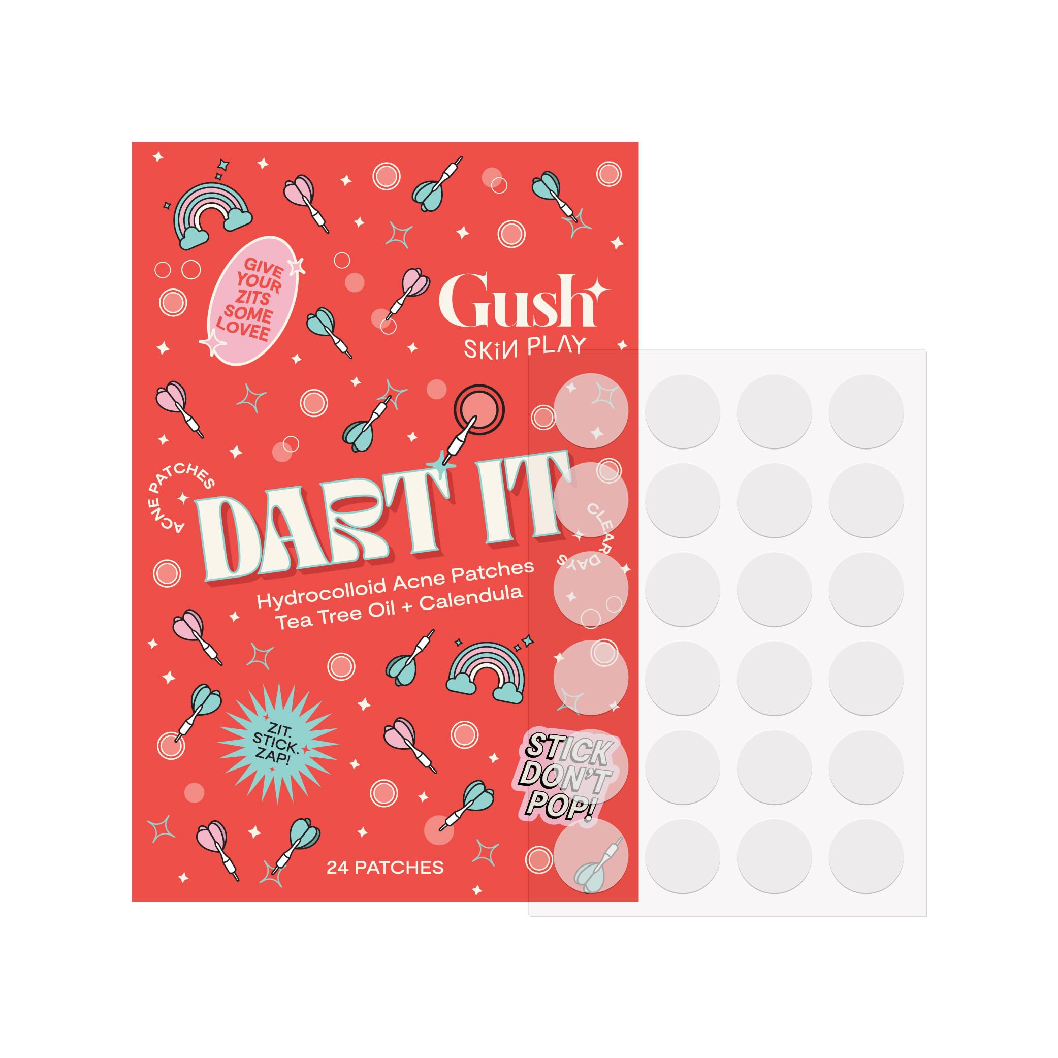 Gush Beauty Acne Pimple Patch - 20 Hydrocolloid Patches with Tea Tree Oil for Fast Acne Treatment | Reduces Pimples & Excess Oil Overnight | Transparent & Gentle for All Skin Types | Perfect for Face, Back & Body Care