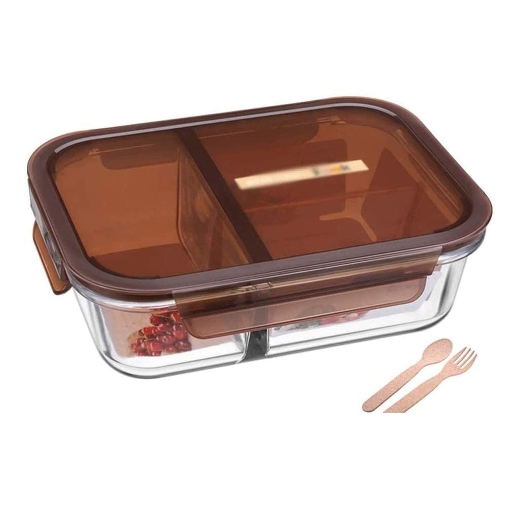 Heat-Resistant Glass Lunch Box with Compartments - Microwave Safe Bento Container for Students, Office & Meal Prep - Perfect for School, Work & Picnics