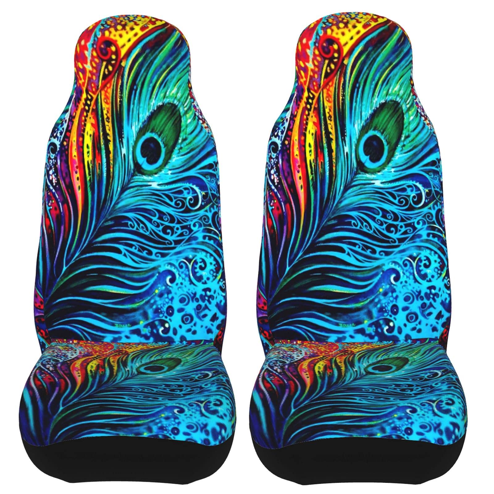 Premium Peacock Feather Car Seat Covers for Women - Universal Fit for Cars, Trucks, SUVs & Vans - Soft Bucket Seat Protector with Stylish Design - Perfect for Daily Commute, Road Trips & Gift Giving