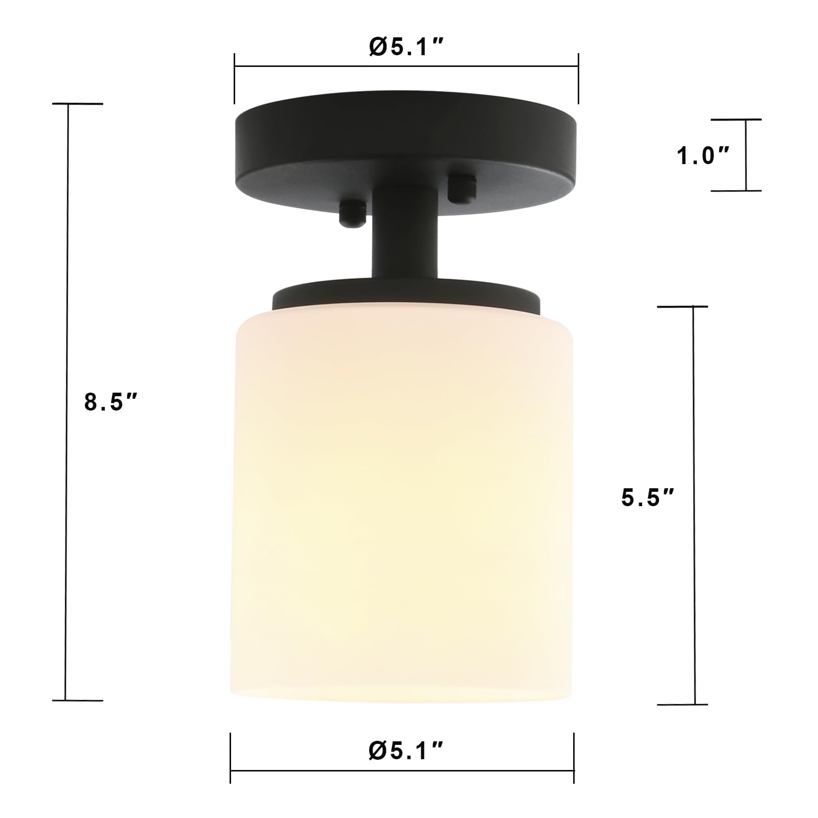 Pathson Milk White Cylinder Flush Mount Lighting & Wall Sconce - Modern Ceiling Light Fixture for Bedroom, Living Room, Hallway, Kitchen - Dimmable LED Lighting for Home Decor
