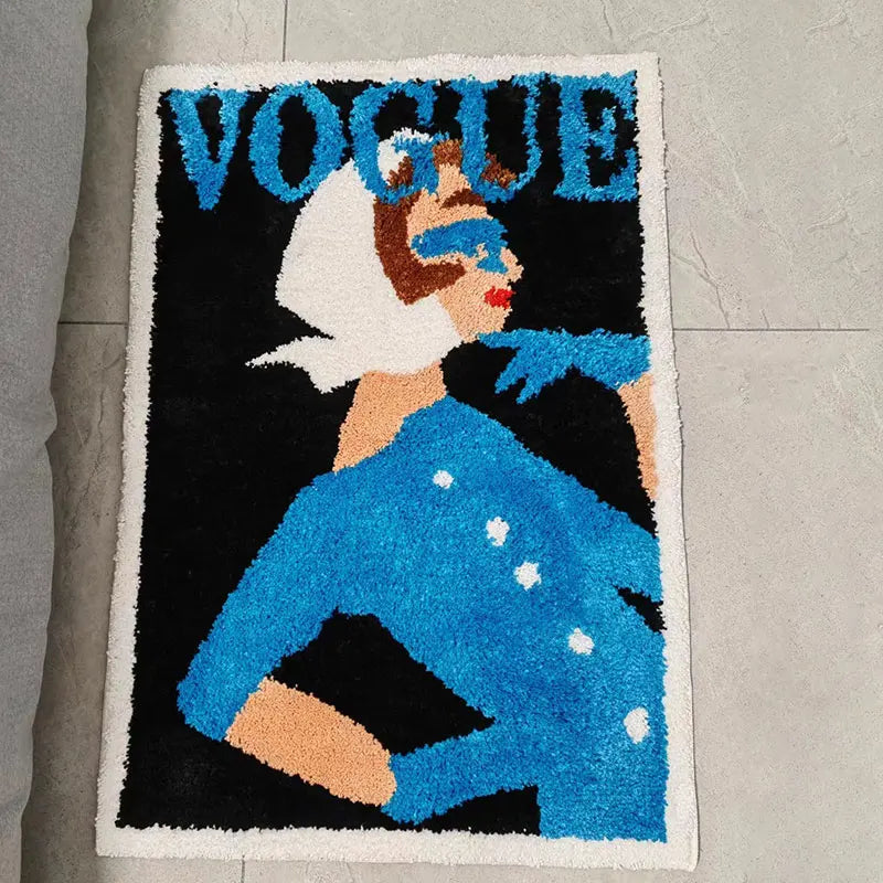 Stylish A La Mode Magazine Tufted Rug - Soft Bohemian Chic Home Decor for Living Room, Bedroom & Office