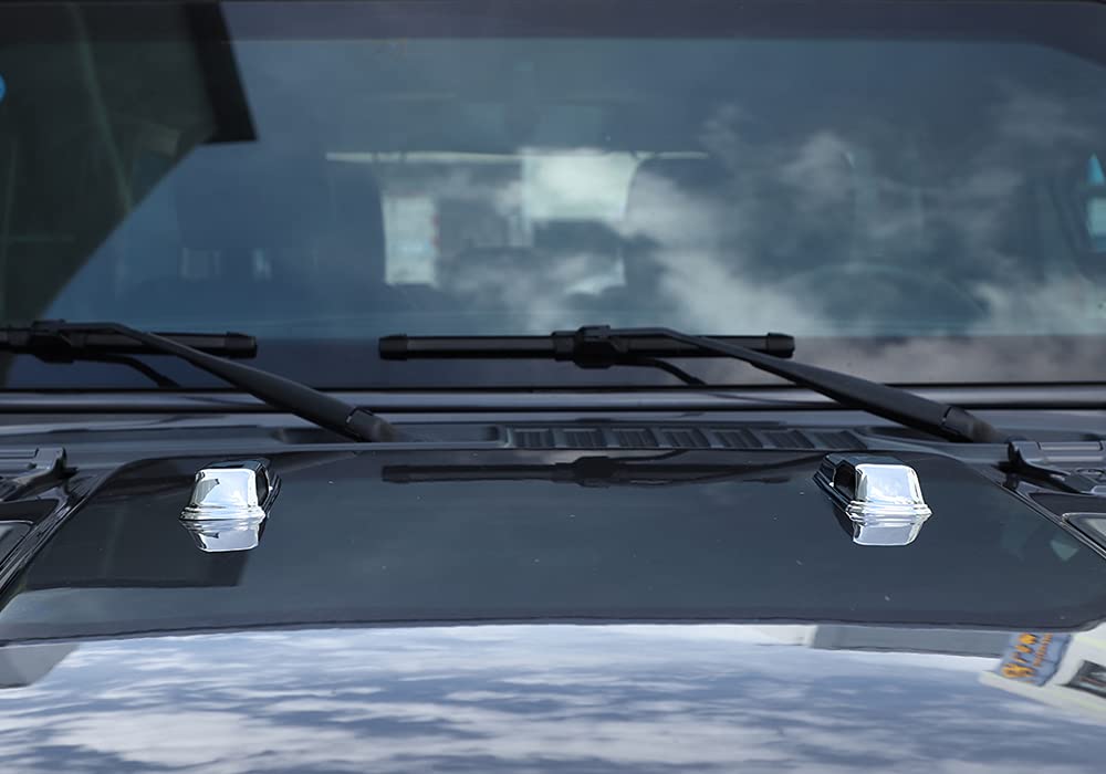 ABS Hood Cover Hinge Sticker Decal for Jeep Wrangler JL & Gladiator JT (2018+) - Chrome Trim - Weatherproof Exterior Decor - Perfect for Off-Roading & Car Shows