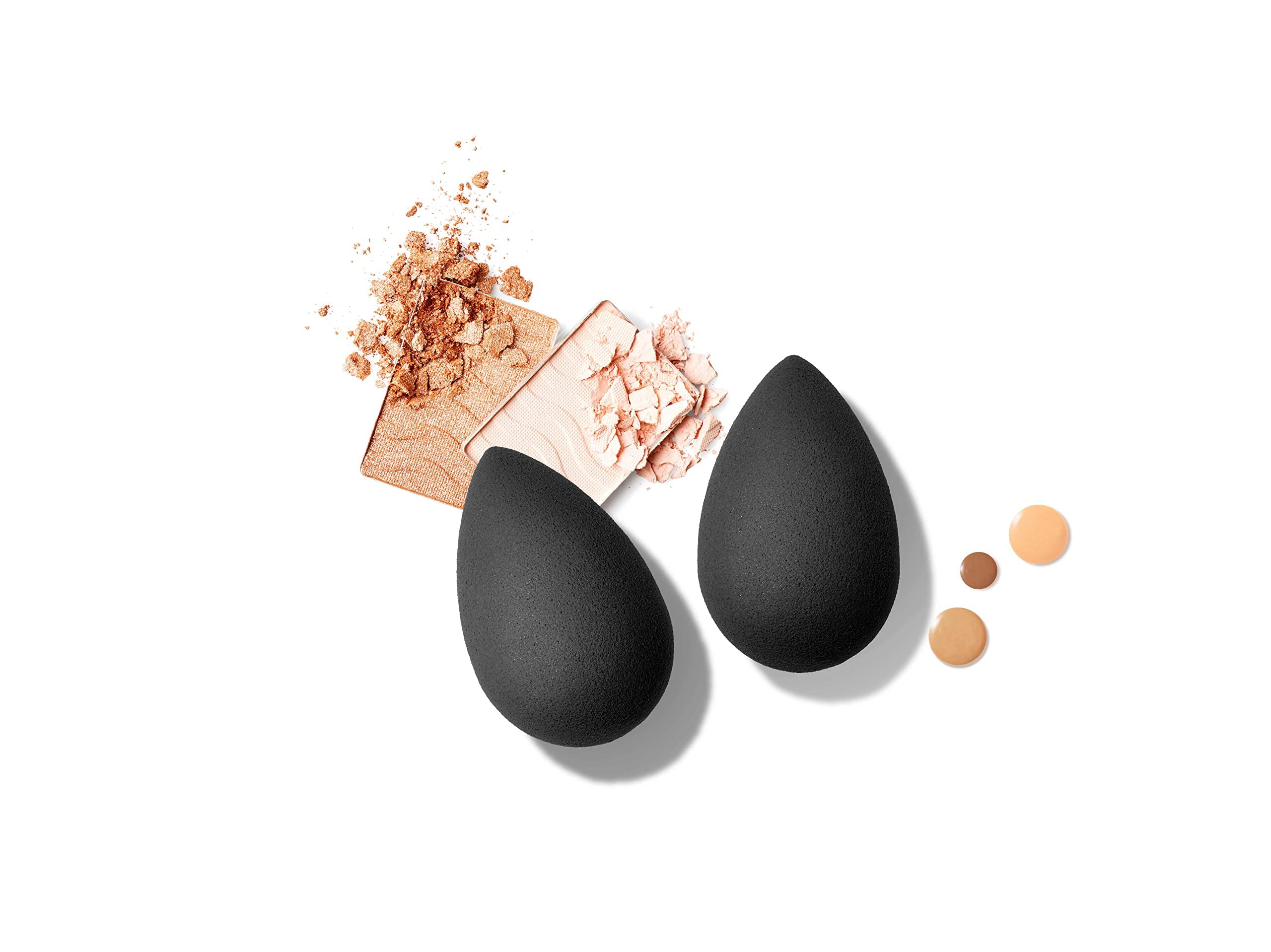 TRITON Latex-Free 3-Piece Mini Makeup Blender Sponge Set - Wet & Dry Beauty Sponge for Foundation, Concealer, Powder & Cream Blending - Perfect for Travel & Professional Makeup Application (Yellow)