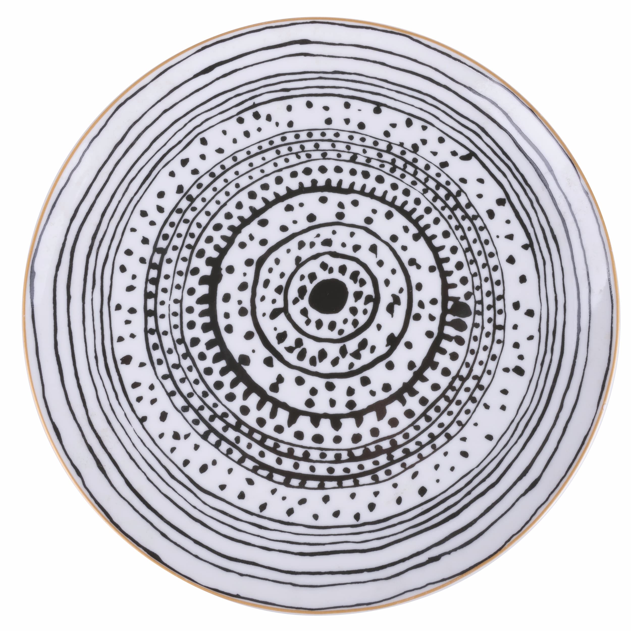 Villa d'Este Home Tivoli 6-Piece Masai Black Porcelain Fruit Plate Set - Elegant Appetizer & Dessert Dishes for Dinner Parties, Tea Time & Home Decor