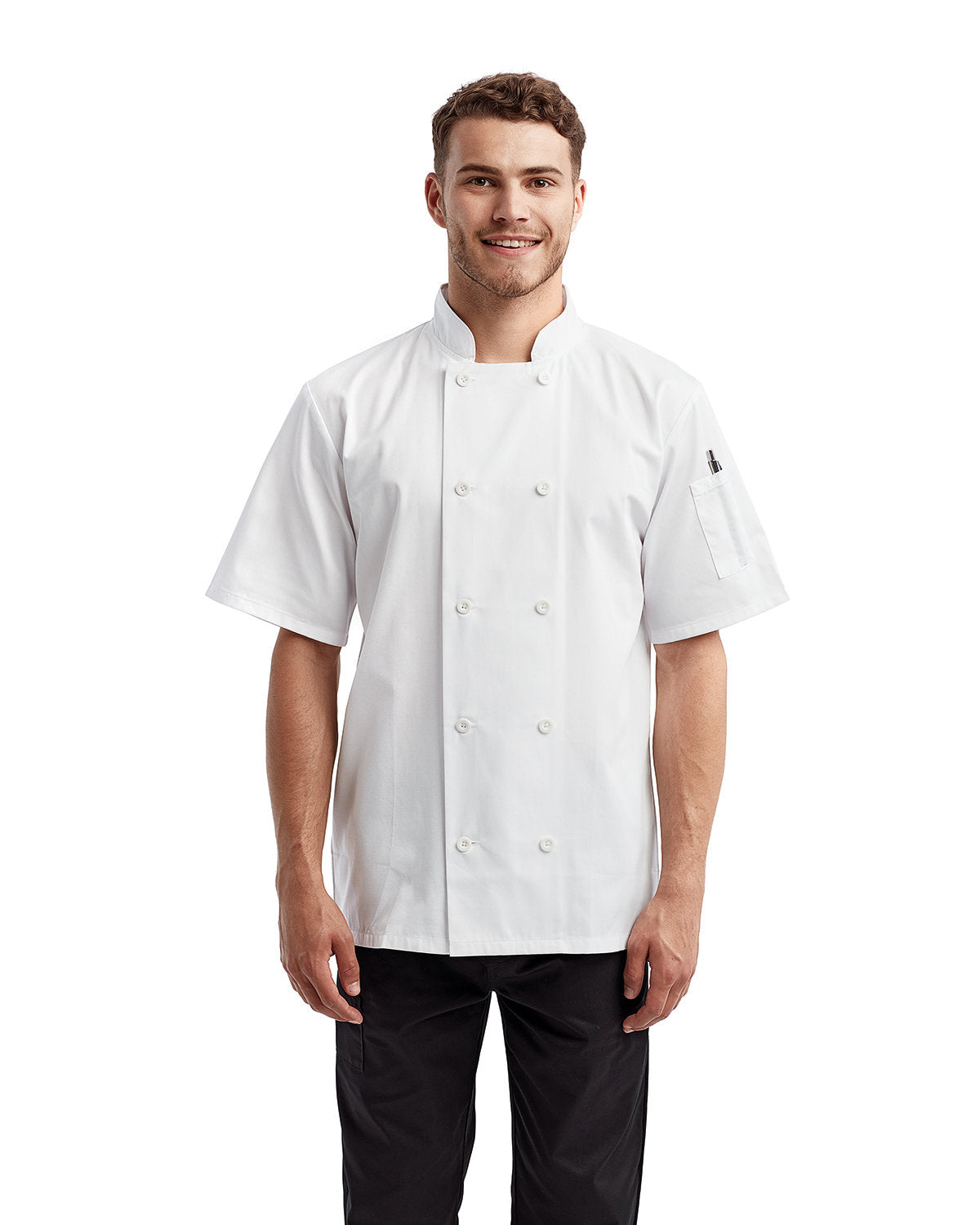 Reprime RP656 Unisex Short Sleeve Recycled Chef Coat - Eco-Friendly Kitchen Apparel for Professional Chefs & Culinary Students | Perfect for Cooking Classes, Restaurant Work & Food Preparation