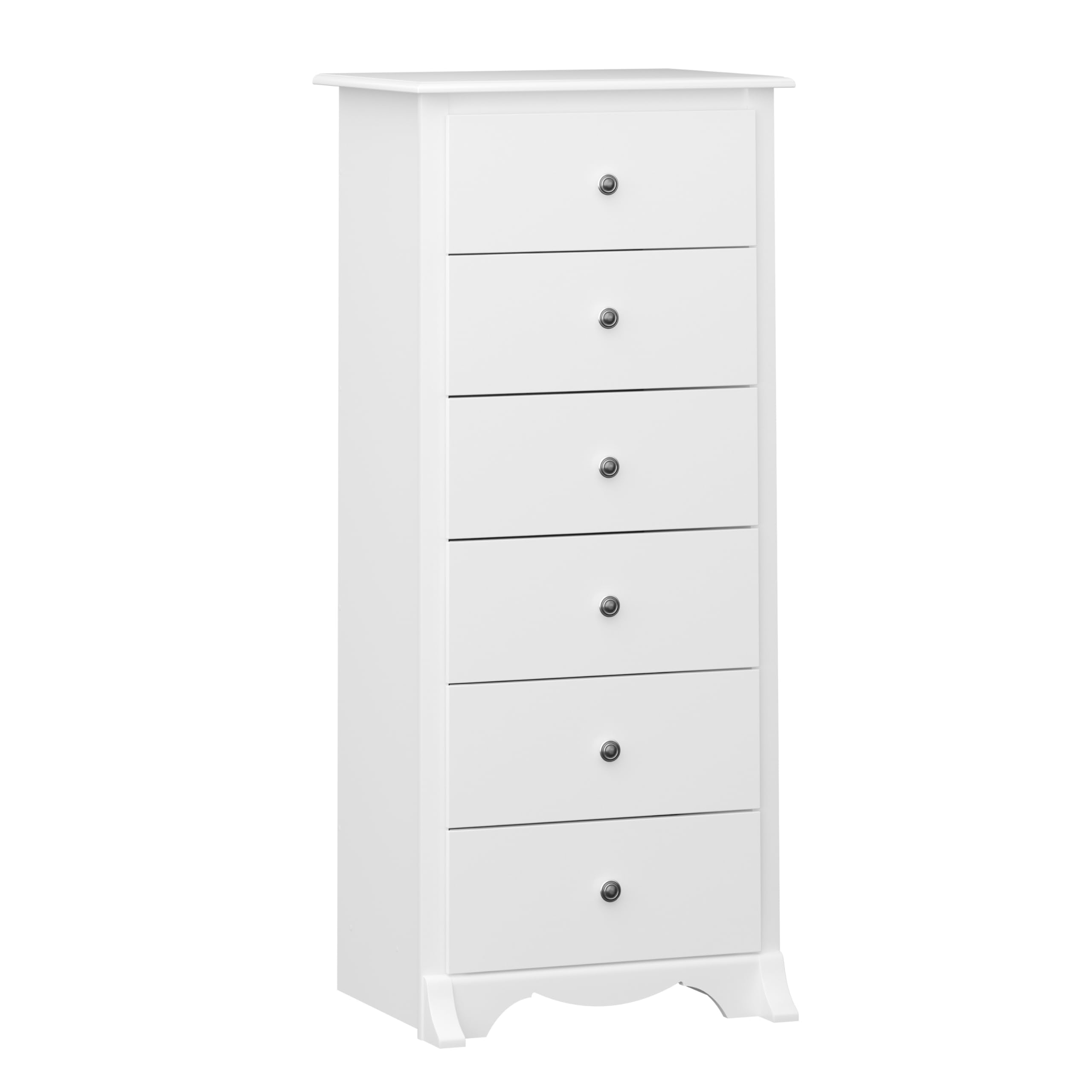 Prepac Sonoma 6-Drawer Tall Dresser for Bedroom - White Wooden Chest of Drawers for Clothes Storage & Organization (19