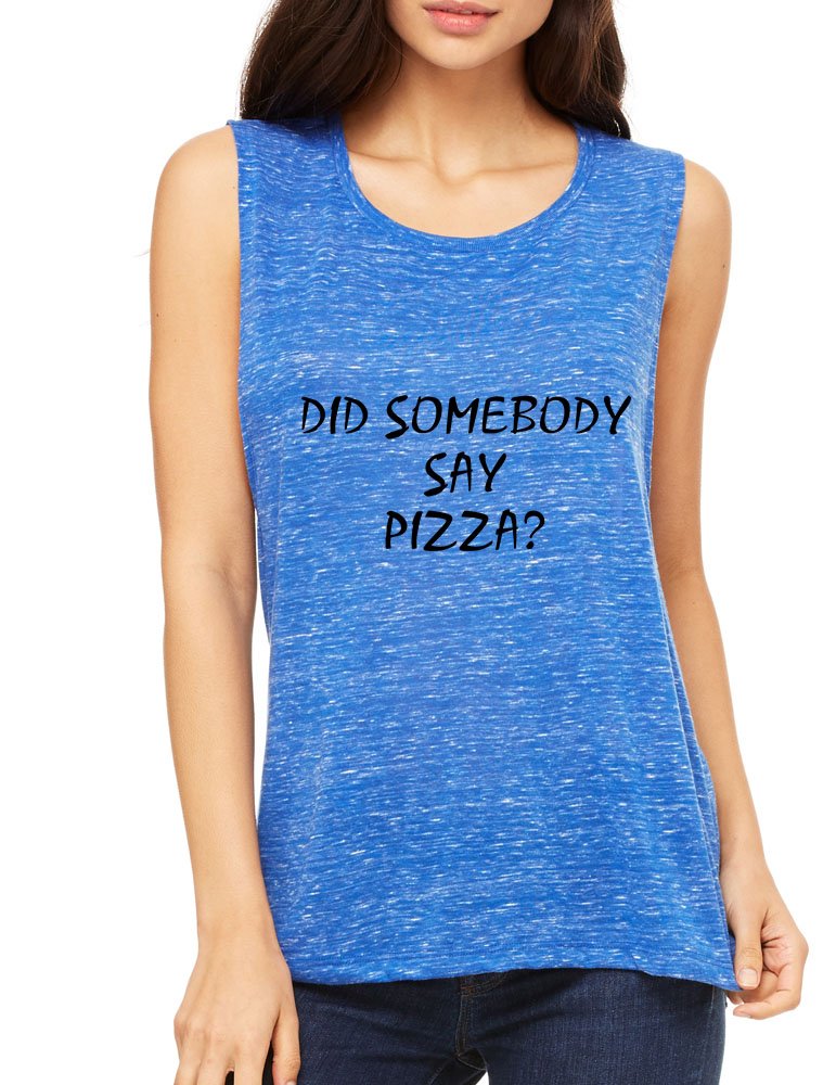 ALLNTRENDS Women's Flowy Muscle Tank Top - Casual Pizza Print Tee for Workout, Yoga & Summer Outfits