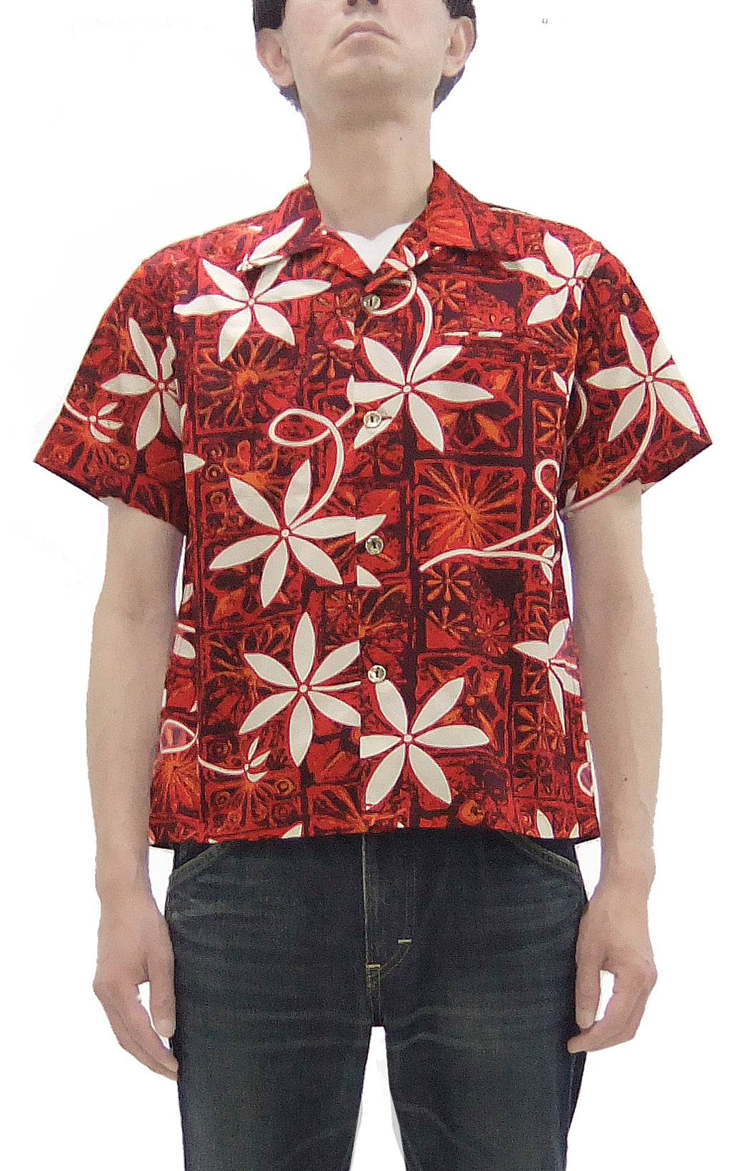 Elvis Presley Blue Hawaii Shirt - Men's Vintage Casual Short Sleeve Camp Collar Shirt with All Over Print - Retro Hawaiian Style for Summer Beach Party, Vacation & Music Festivals - Toyo Enterprises SH39493 (Red)