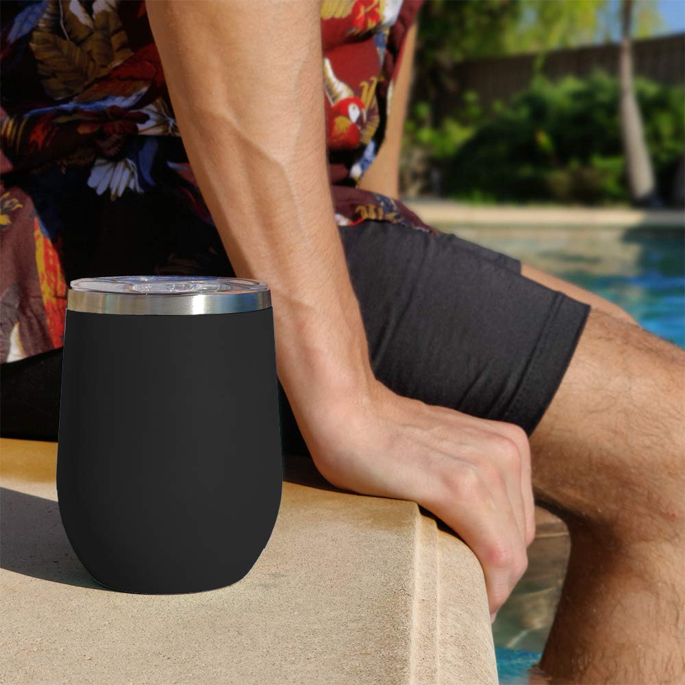 LaserGram Double Wall Insulated Stainless Steel Wine Tumbler with Personalized Engraving - Perfect Gift for Aunt, Birthday, Anniversary & Holidays (Black) - Ideal for Wine Lovers, Outdoor Picnics & Home Entertaining