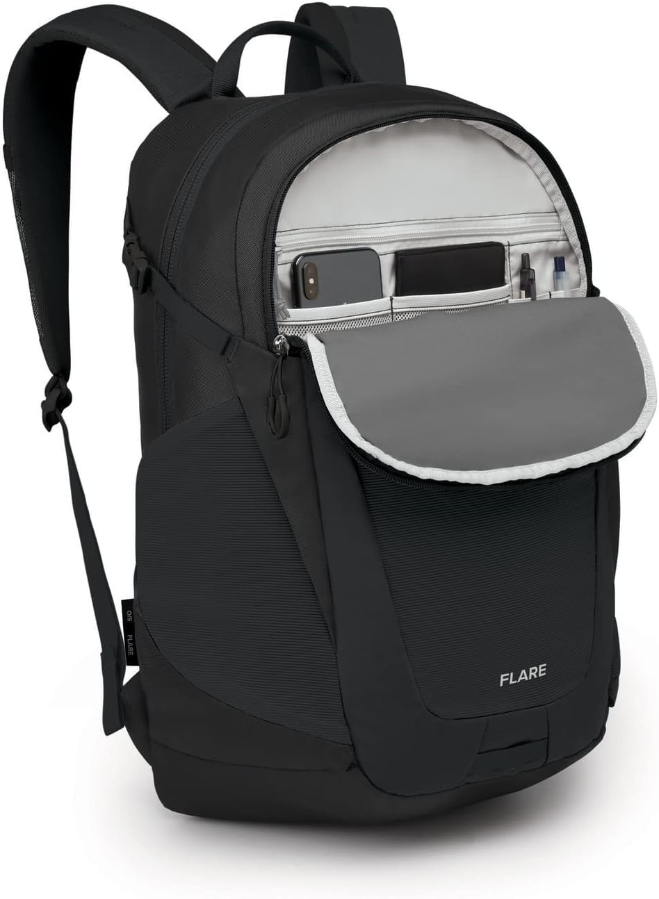 Osprey Flare Laptop Backpack - Water-Resistant 15.6 Inch Laptop Backpack with USB Charging Port, Perfect for Work, Travel & College Students | Durable Commuter & Business Backpack for Men & Women