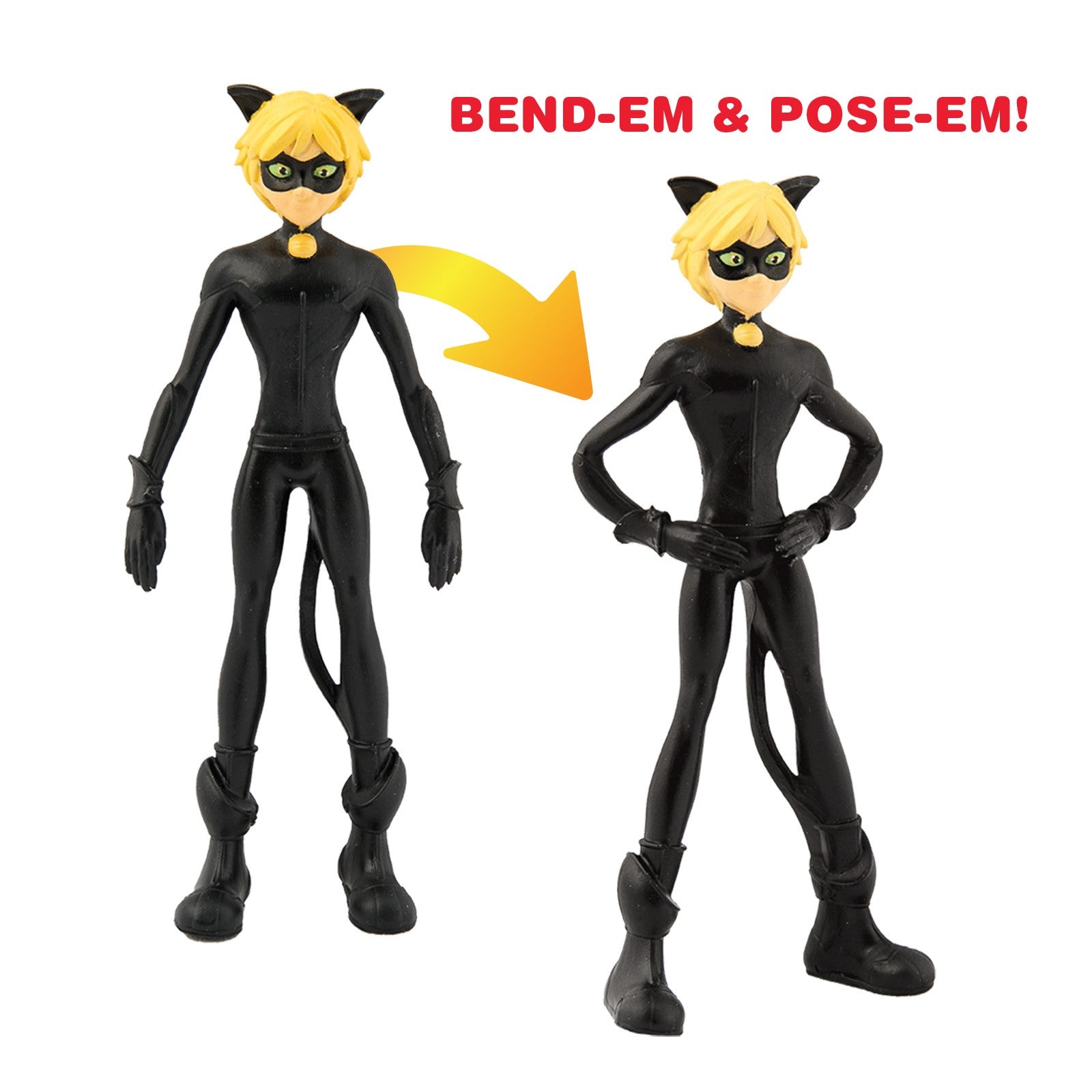 BEND EMS Miraculous Cat Noir Flexible Action Figure - Collectible Toy for Kids & Fans - Perfect for Play, Display & Gifts