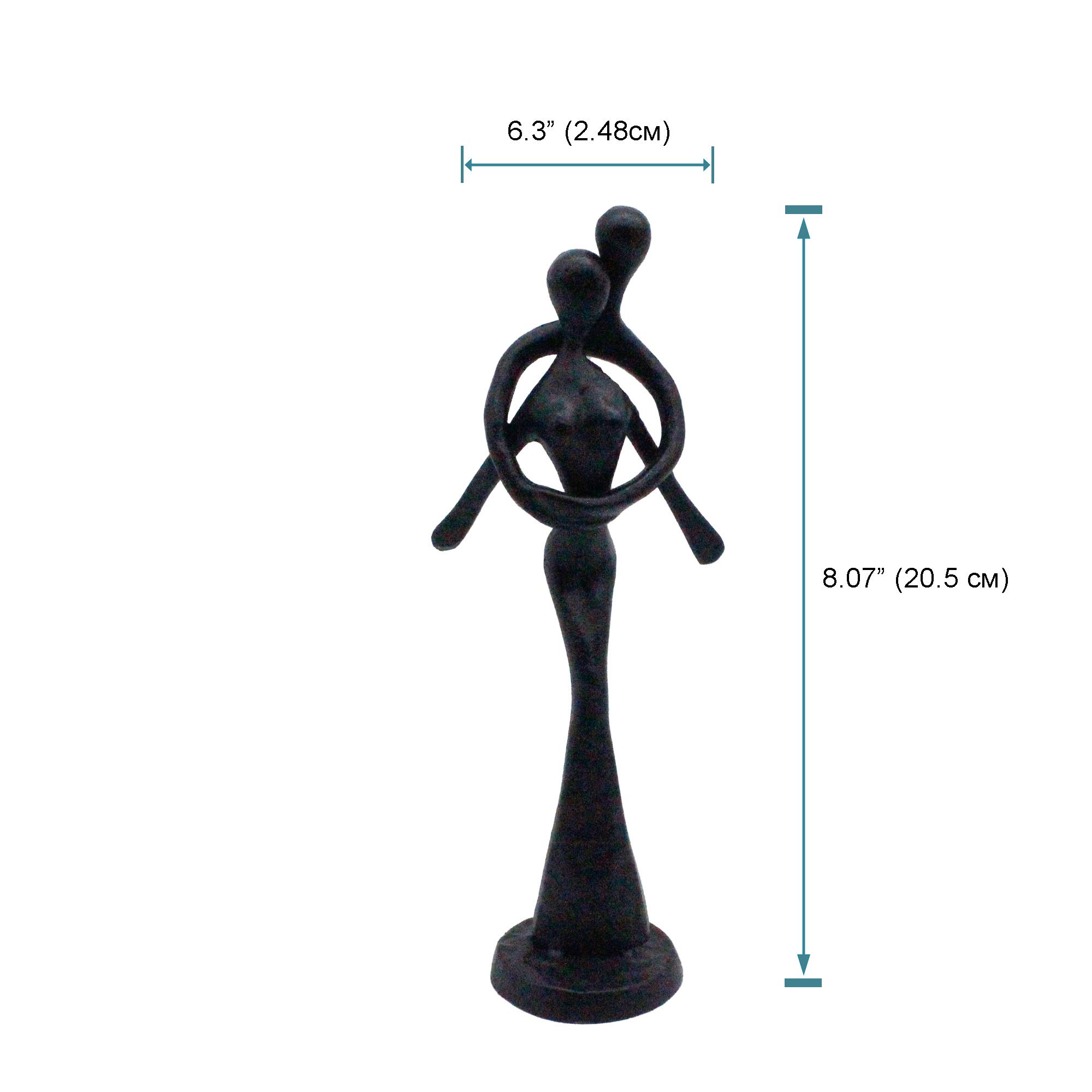 Plexon Romantic Couple Embrace Iron Sculpture Figurine - Elegant Home Decor, Unique Anniversary Gift for Couples - Perfect for Wedding, Valentine's Day & Home Decoration