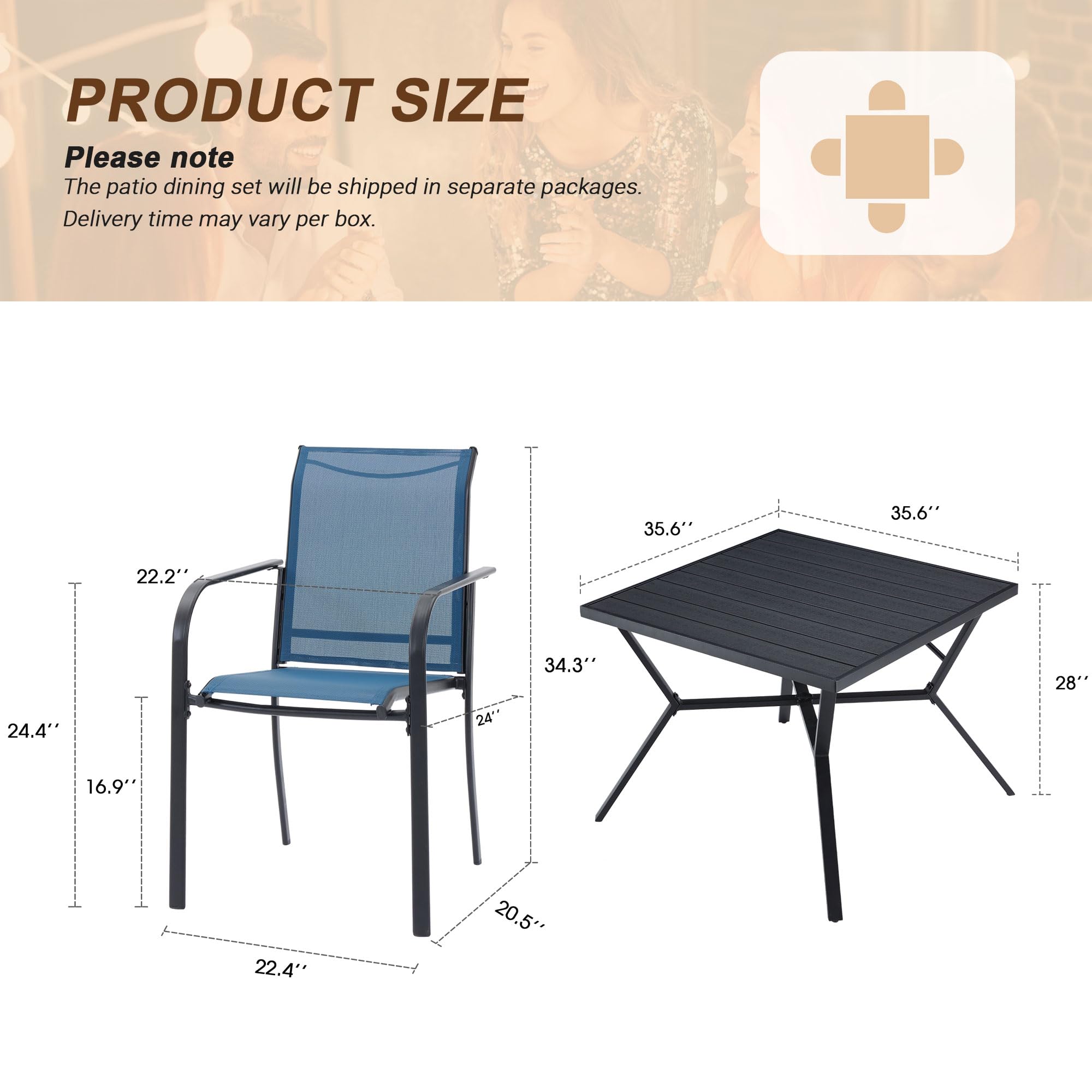VICLLAX 5-Piece Outdoor Dining Set for 4 - 37