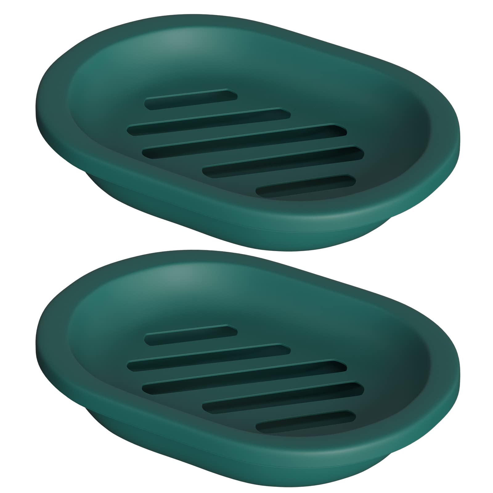 Topsky 2-Pack Plastic Soap Dish with Drip Tray - Double Layer Draining Soap Holder for Shower, Bathroom & Kitchen - Dark Green | Perfect for Bar Soap Storage & Organization in Wet Areas