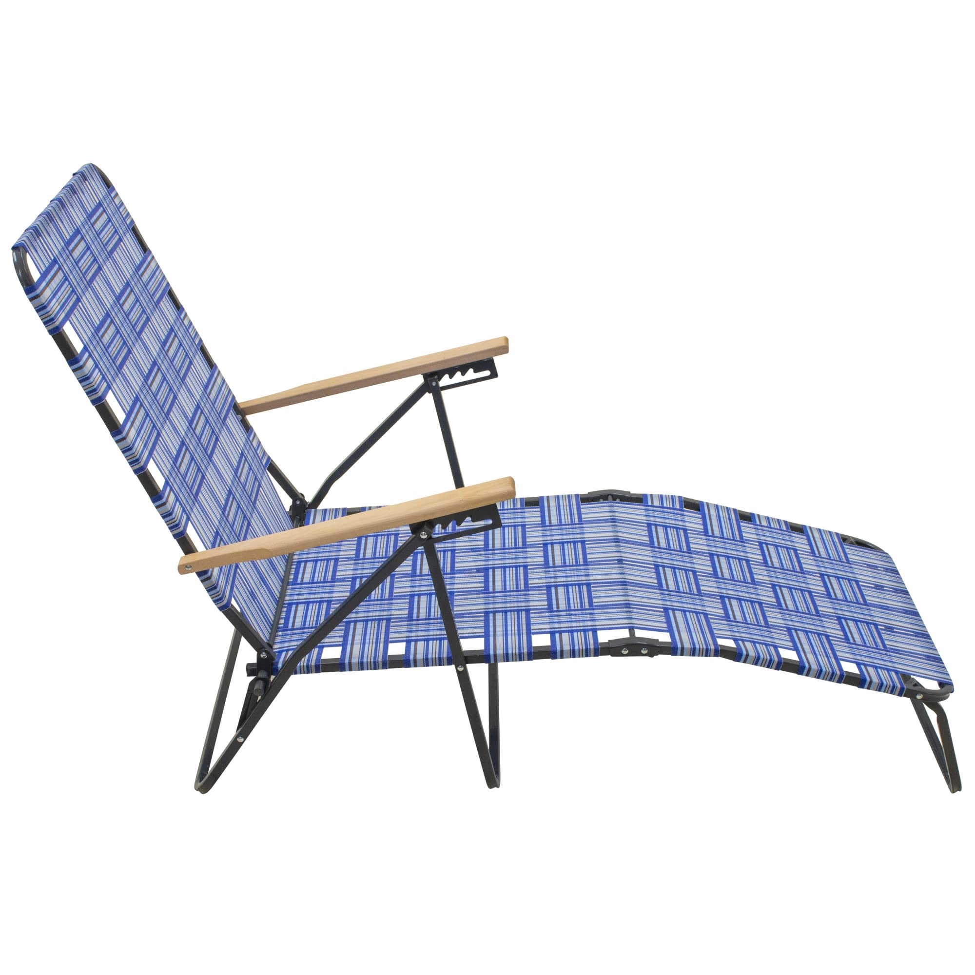 Heavy Duty Steel Folding Outdoor Camping Chair with Blue Woven Fabric & Armrests - Portable Patio Chairs for Backyard, Beach, Picnic & Tailgating (Set of 2) - Perfect for Camping Trips, BBQs, and Outdoor Events