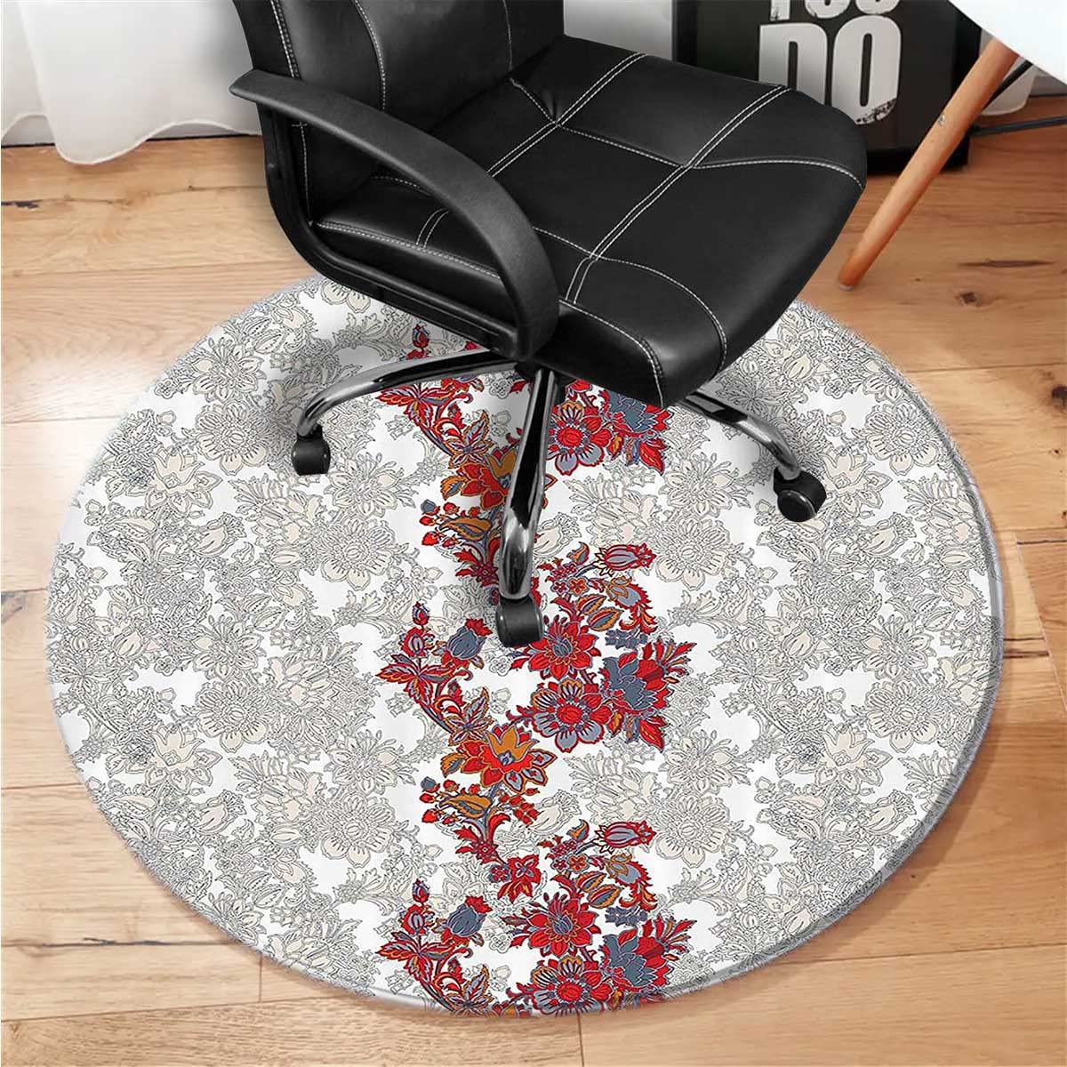 51 Inch Floral Splat Mat for Under High Chair - Romantic Boho Waterproof Floor Protector for Hardwood Floors | Office Chair Mat & Computer Desk Mat | Perfect for Dining Rooms, Home Offices & Nursery Areas