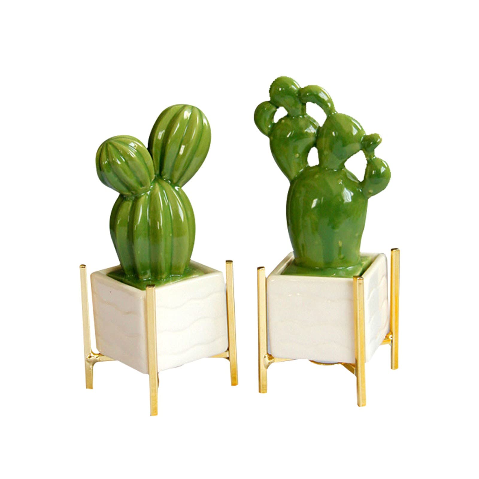2PCs Mini Ceramic White Christmas Tree with Decorations - Fake Cactus Plants for Desk, Home Decor & Hanging Figurines | Perfect for Office, Living Room, and Holiday Decor