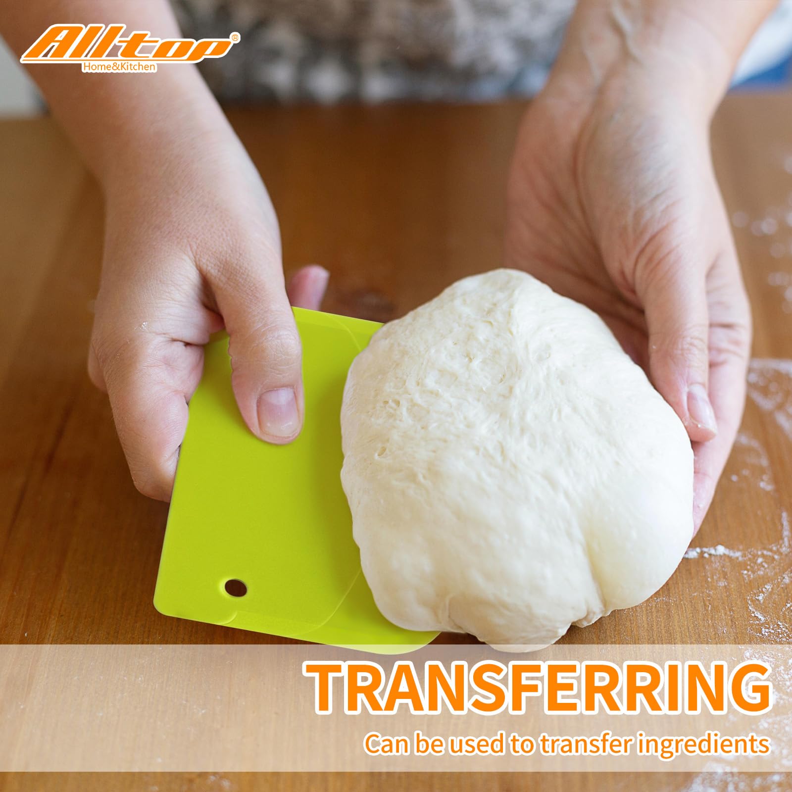 ALLTOP Hard Bench Scraper - Premium Dough Cutter & Bread Baking Tool for Home Bakers, Ergonomic Plastic Bowl Scraper for Kneading, Mixing & Cleaning - Perfect for Bread Making, Pastry Prep & Kitchen Organization