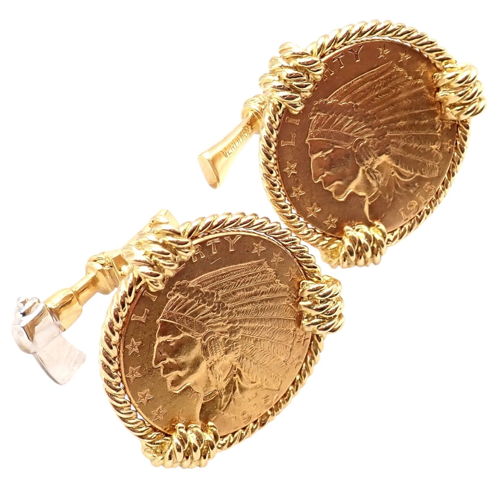 18k & 22k Gold Indian Head Coin Cufflinks for Men - Verdura Five Buck Luxury Jewelry - Perfect for Weddings, Business Meetings & Formal Events