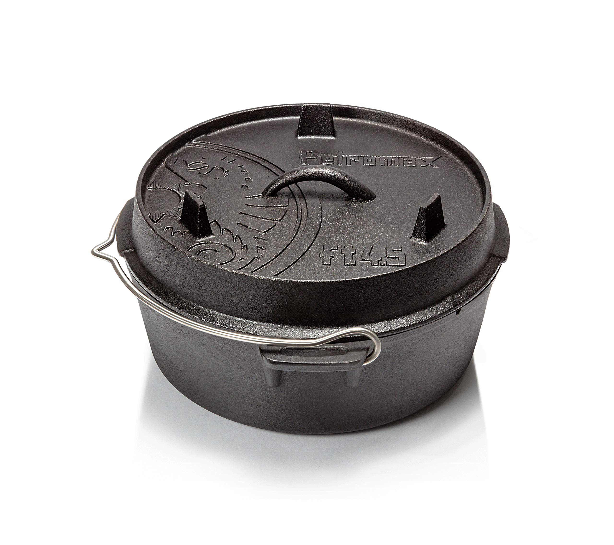 Petromax 3.7 Qt Pre-Seasoned Cast Iron Dutch Oven for Camping, Baking & Outdoor Cooking - Even Heat Distribution, Flat Base - Perfect for Campfire Meals, Home Kitchen & Backyard BBQs