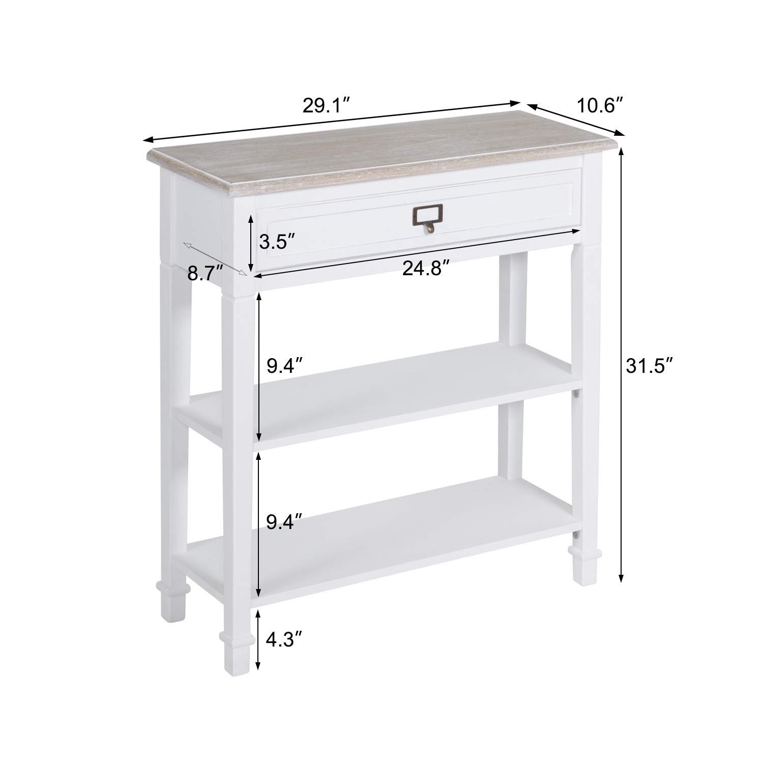 White Narrow Console Table with Drawer & Storage Shelf - Entryway, Living Room, Hallway Sofa Table - Perfect for Small Spaces & Home Decor