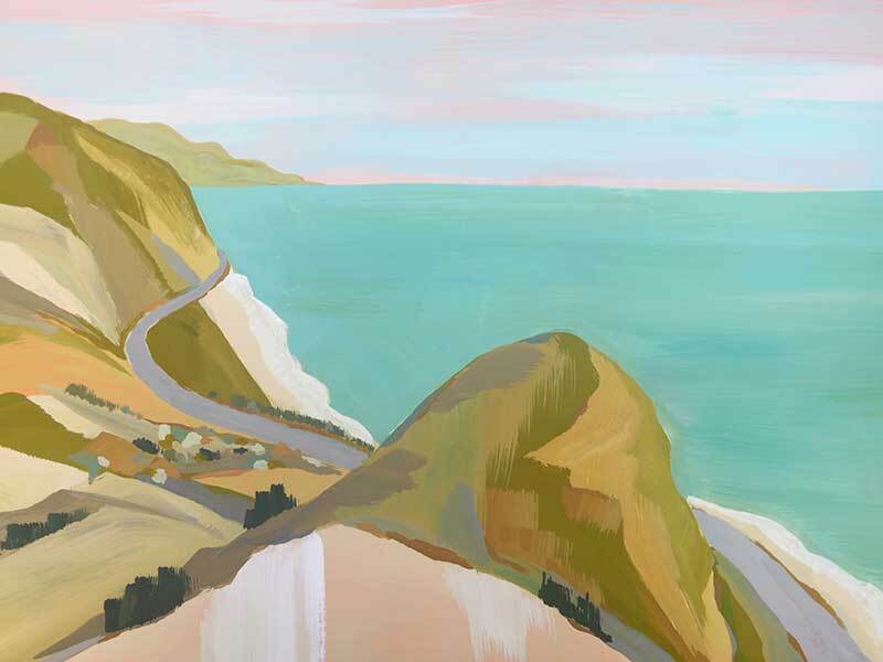Coastal Drive Canvas Art Print - Beach Landscape Wall Decor for Living Room, Bedroom & Office - Perfect for Home & Office Decor