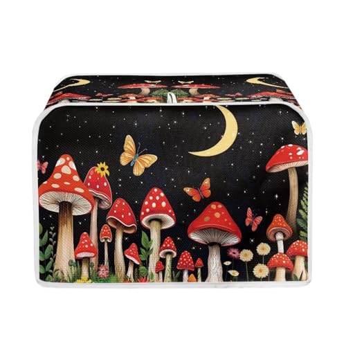 Mushroom Butterfly Moon - Black and Red