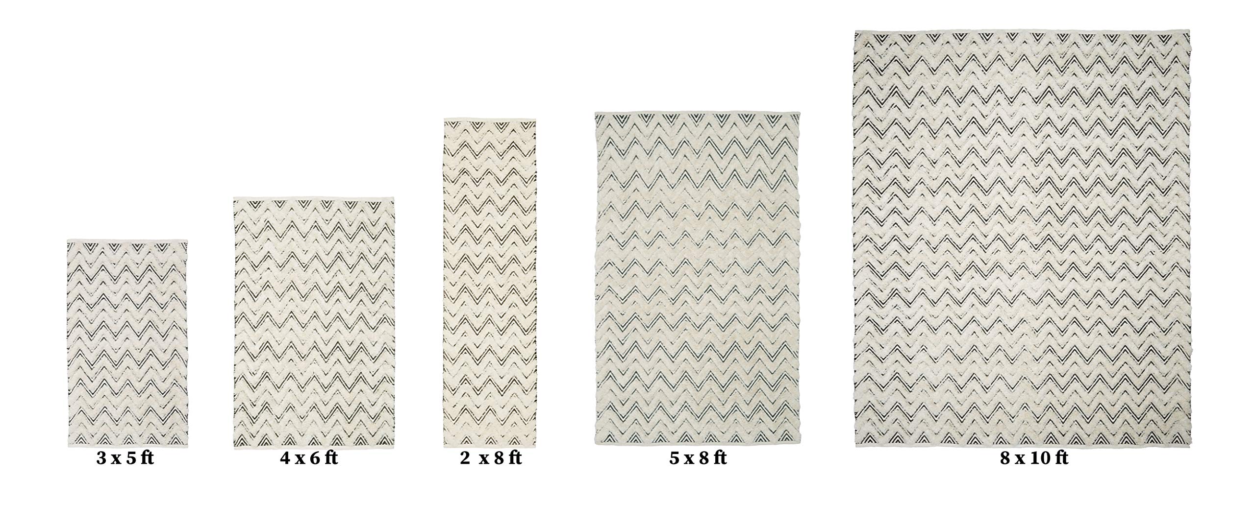 Loominaire Handmade Delta Wool & Cotton Natural Fiber Rug – Easy Maintenance, 3' x 5' Living Room, Bedroom & Family Room Floor Carpet – Soft & Durable for Cozy Home Decor