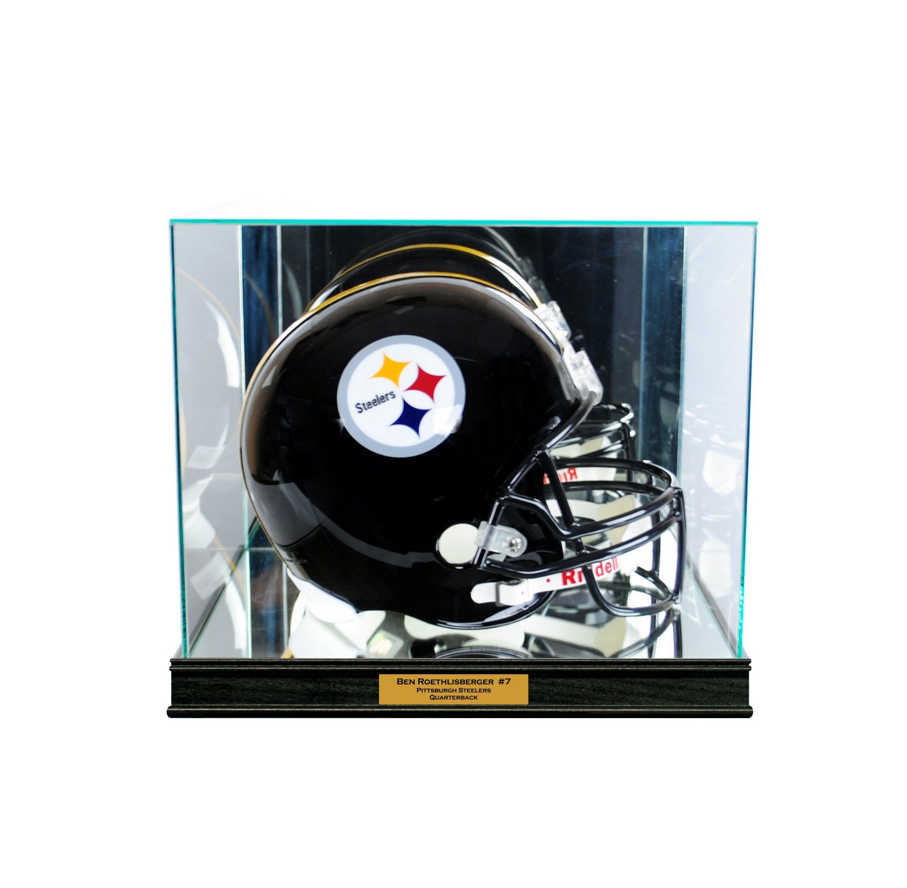 Premium Rectangle Football Helmet Display Case with Custom Engraving & UV Protection Glass - Perfect for Showcasing Memorabilia in Home, Office, or Sports Bar