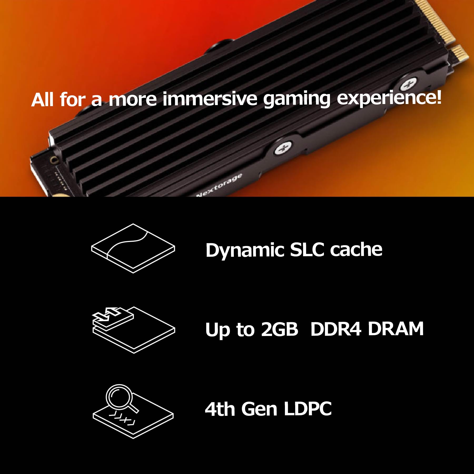 Nextorage 4TB Internal SSD for PS5 & PC - M.2 2280 PCIe Gen4 NVMe with Heatsink - 7300MB/s Read, 6900MB/s Write Speed - NEM-PA4TB/N SYM - Perfect for Gaming, Video Editing & High-Performance Computing