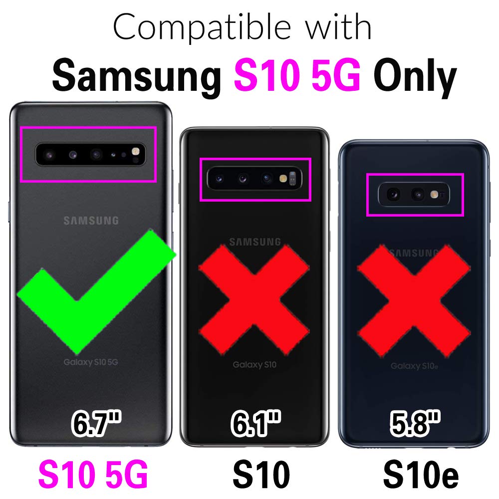 ASUWISH Samsung Galaxy S10 5G Wallet Case with Tempered Glass Screen Protector - Leather Flip Cover with Card Holder & Stand Feature - Compatible with Galaxy S105G/S10 5G - Perfect for Men, Women & Teens (Gray) - Ideal for Work, Travel & Everyday Protection