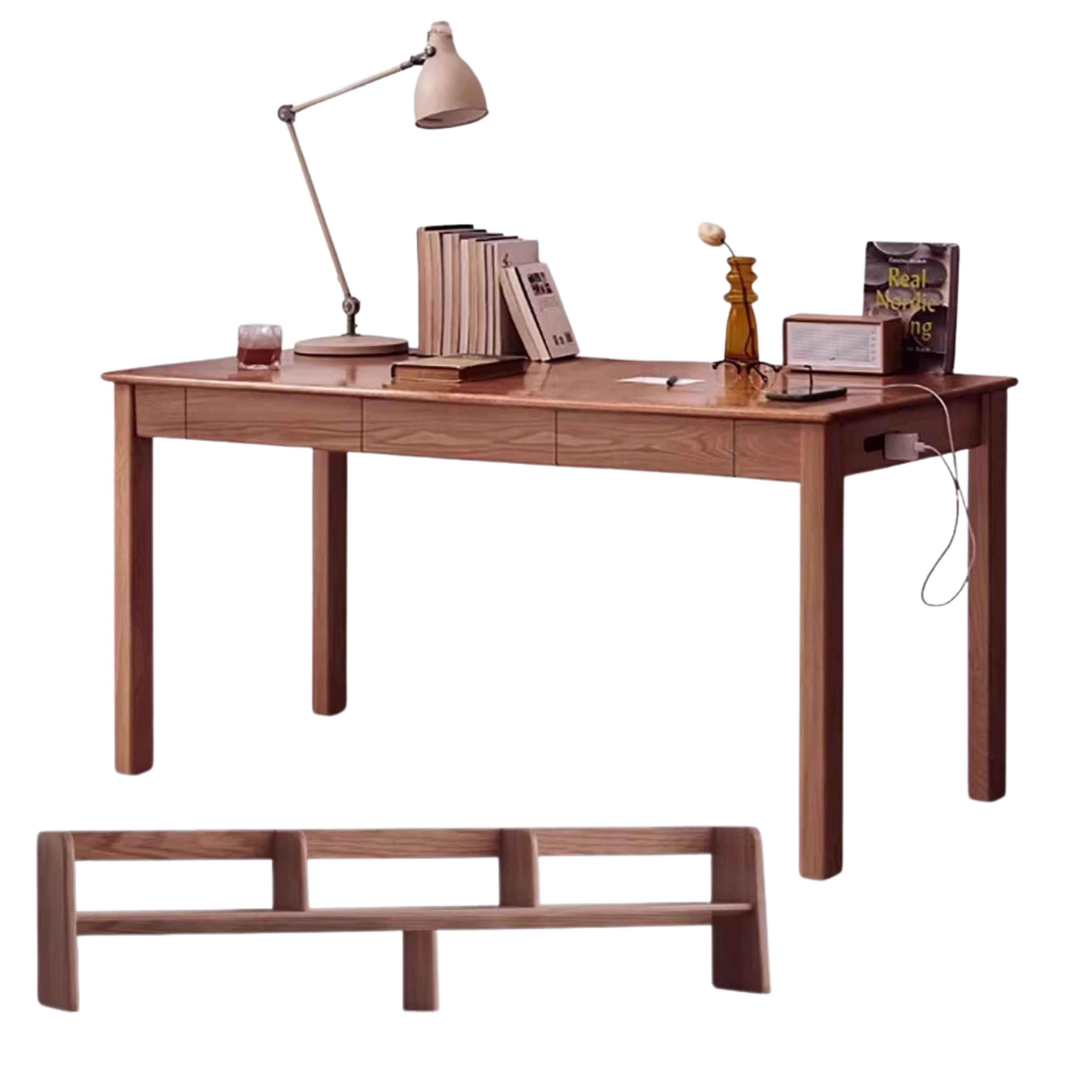Premium Solid Wood Office Desk - Black Walnut, Oak & Ash Options | Modern Home Office & Executive Workspace Furniture