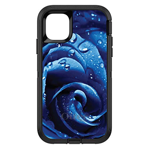 Blue Dew Covered Rose On Black Case