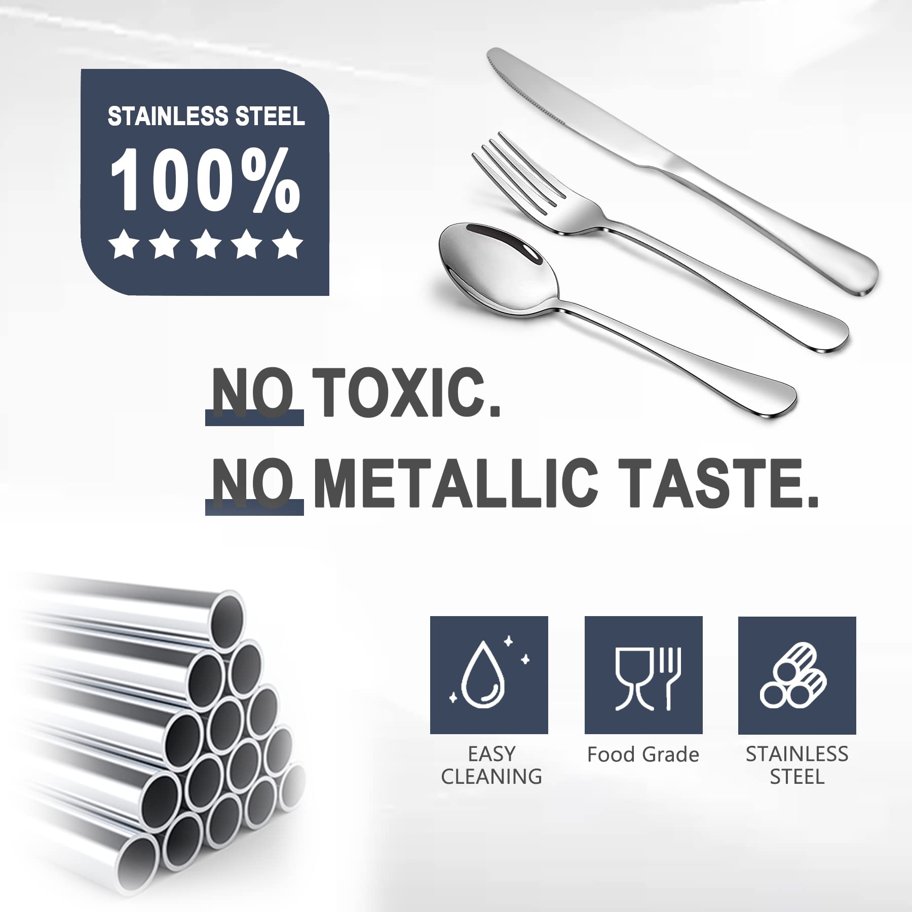 Premium 24-Piece Stainless Steel Silverware Set - SANTUO Mirror Polished Knives, Forks & Spoons for Home, Kitchen & Restaurant Use - Dishwasher Safe Flatware - Perfect for Dinner Parties, Catering & Daily Dining