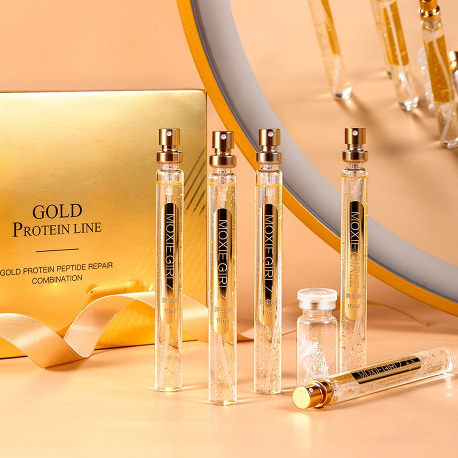Instalift Protein Thread Lifting Set - Soluble Collagen Threads & Nano Gold Essence for Wrinkle Reduction & Skin Elasticity | Anti-Aging Face Lift Treatment for Fine Lines | At-Home Skincare Routine (1 Set + 3 Bottles)