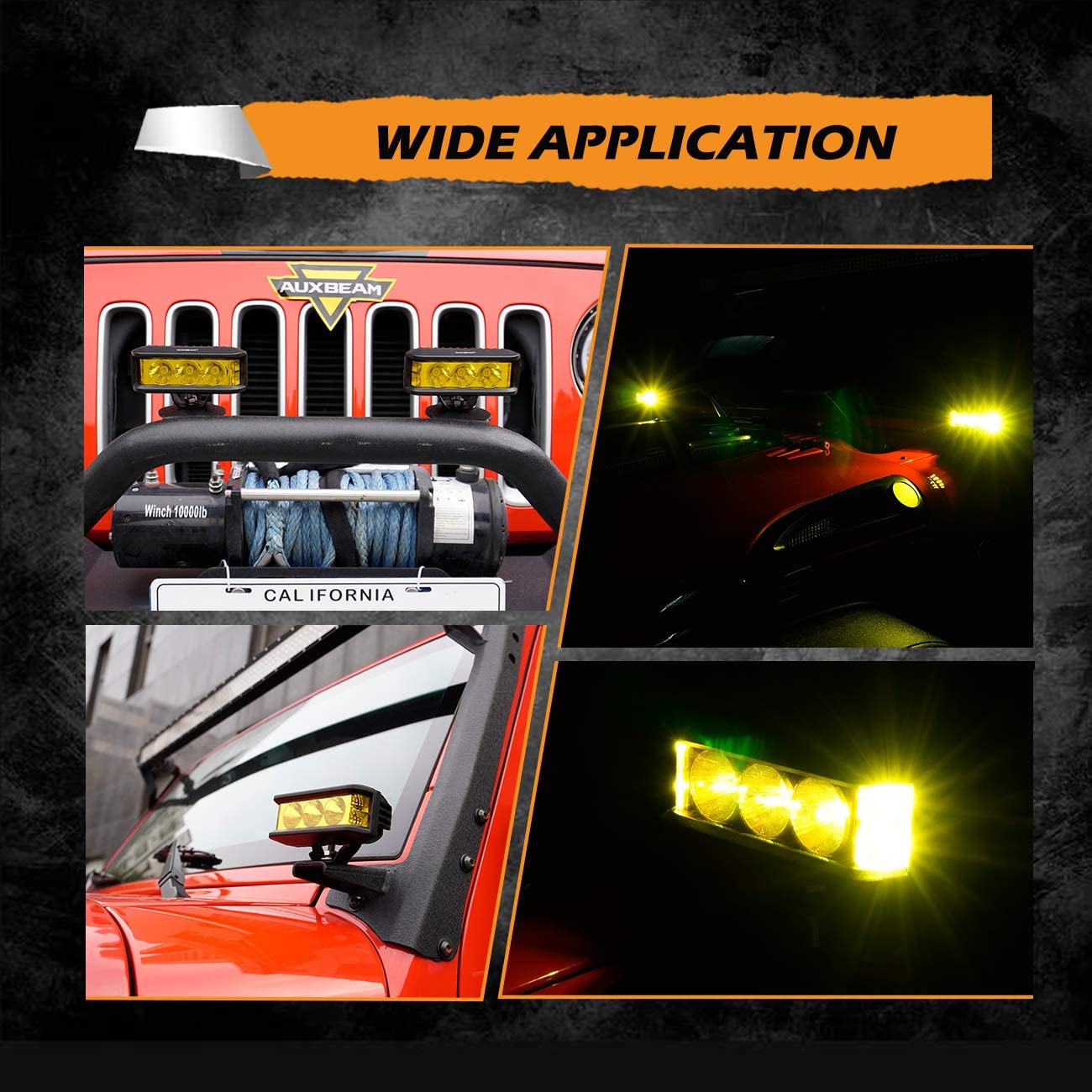 Auxbeam 5 Inch LED Light Bar 68W Off-Road Pod Lights - Spot & Fog Lights for Jeep Wrangler, UTV, ATV, Trucks (Yellow/White Beam) | Durable Waterproof Lighting for Night Off-Roading, Camping & Emergency Use