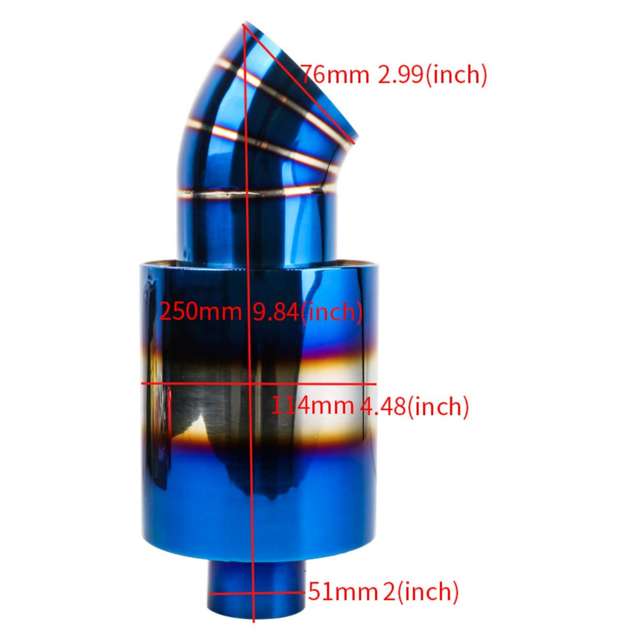 Universal Racing Car Exhaust Muffler - Blue Burnt Tip Round Canister for Enhanced Sport Sound | High-Performance Auto Upgrade for Track & Street Racing