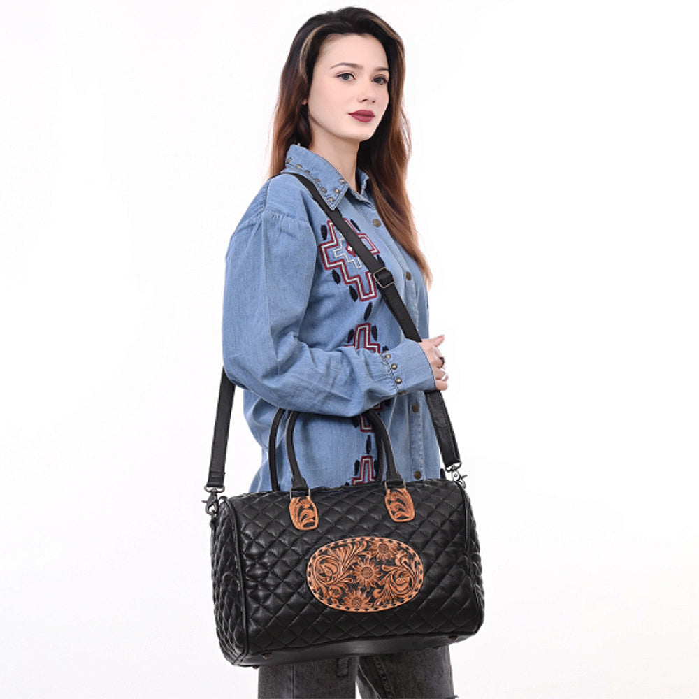 American Darling ADBG1681 Genuine Leather Women's Western Handbag - Hand Tooled Briefcase & Purse for Cowgirl Style, Office & Travel Accessories