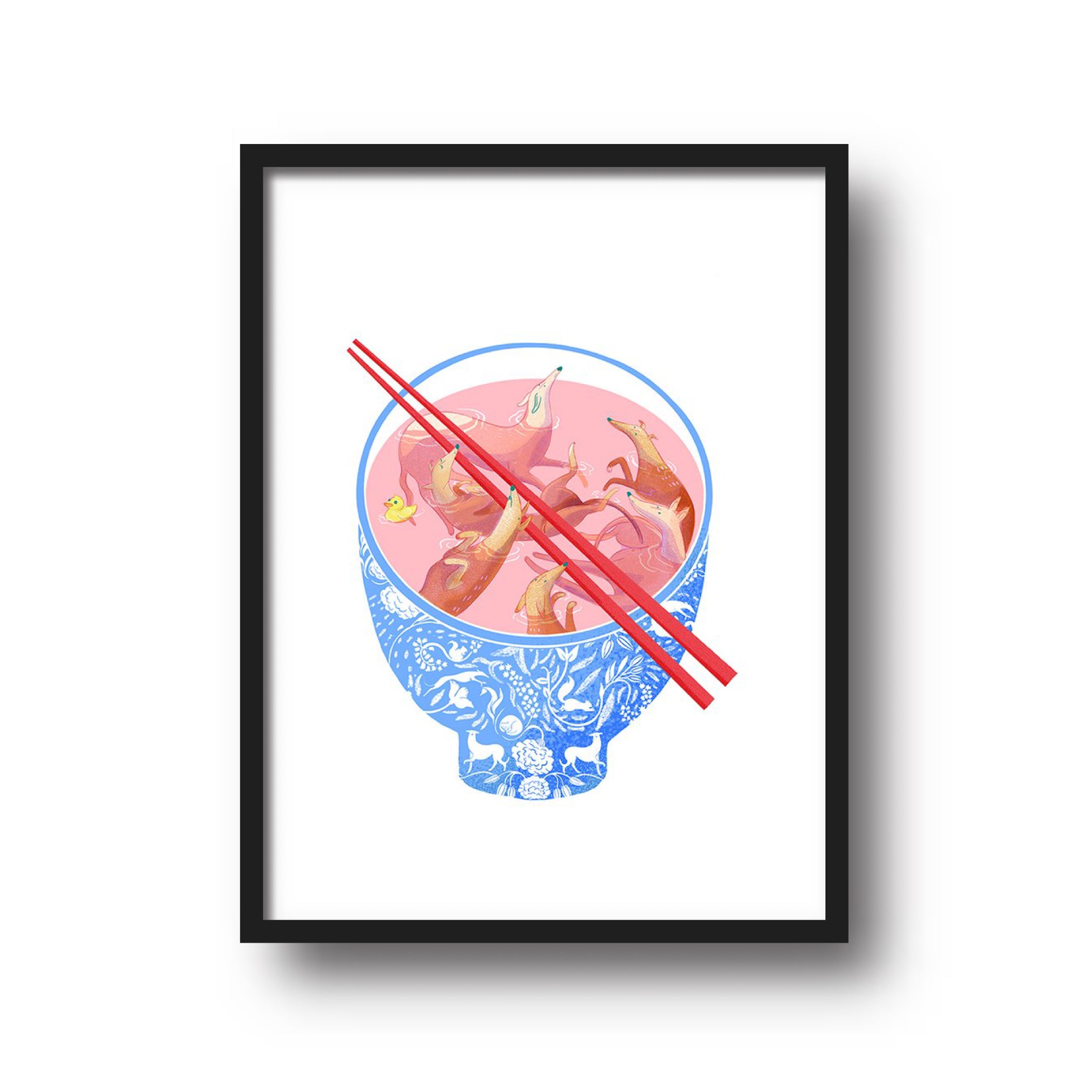 Bryony Moss Oodles of Noodles A4 Art Print - Whimsical Kitchen Decor, Perfect for Home, Office & Restaurant Wall Art