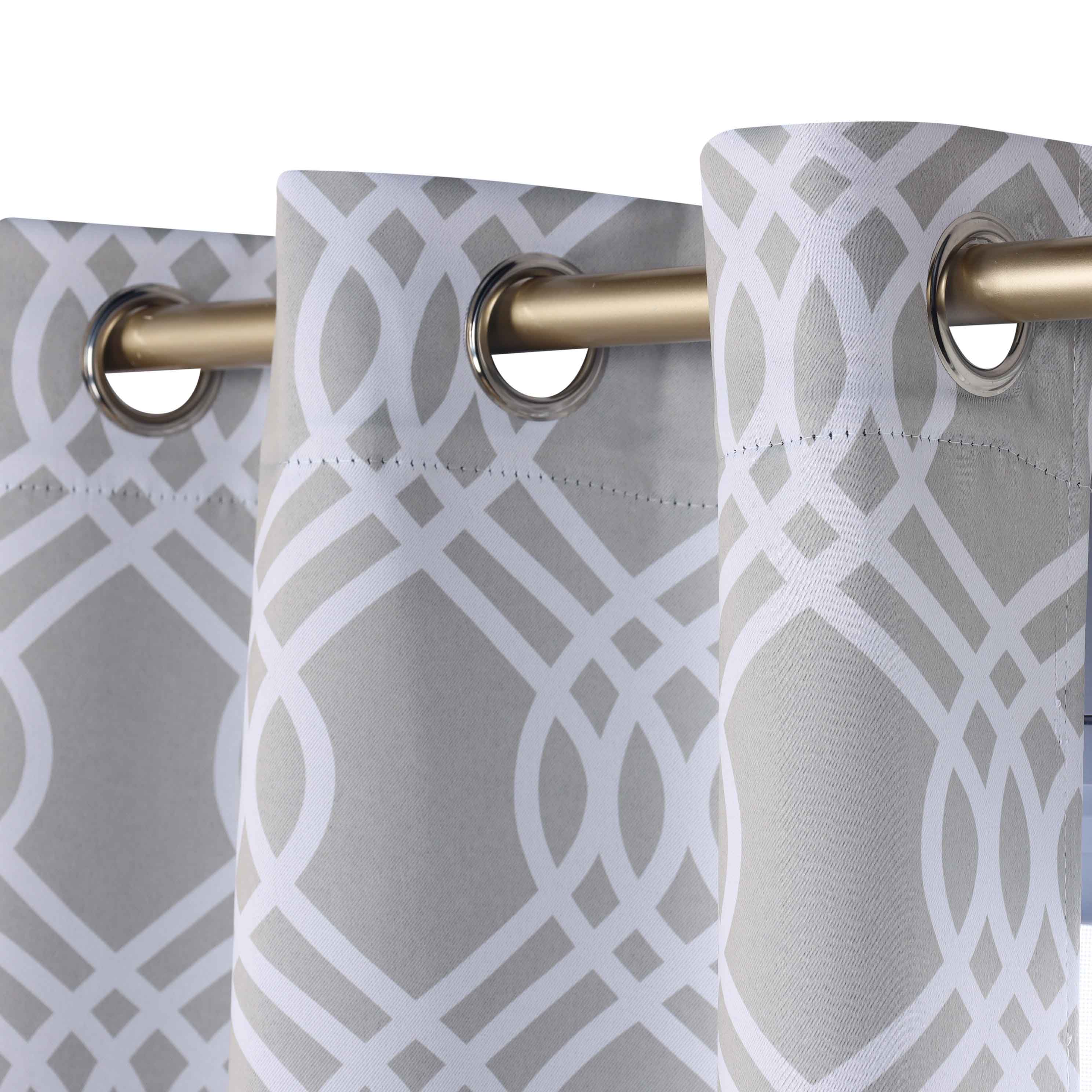 Blackout Curtains for Bedroom - Washable Room Darkening Ribbon Trellis Curtain Panel Set - Perfect for Nursery, Home Theater & Light Sleepers