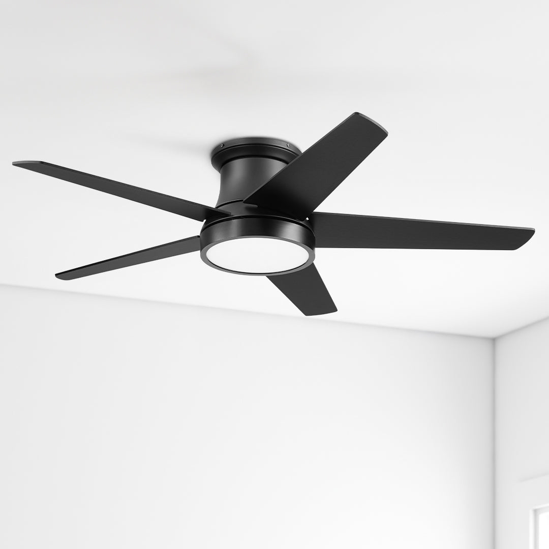 52 Inch Honeywell Tynesdale Matte Black Ceiling Fan with Color Changing LED Light & Remote Control - Perfect for Living Room, Bedroom, and Outdoor Patio Cooling