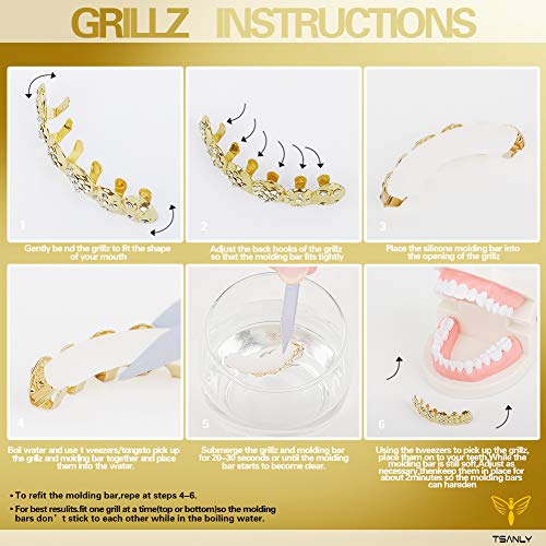 24K Gold Plated Hip Hop Grillz - 8 Teeth Top & Bottom Set for Men | Luxury Bling Dental Jewelry | Perfect for Rappers, Performers & Special Occasions